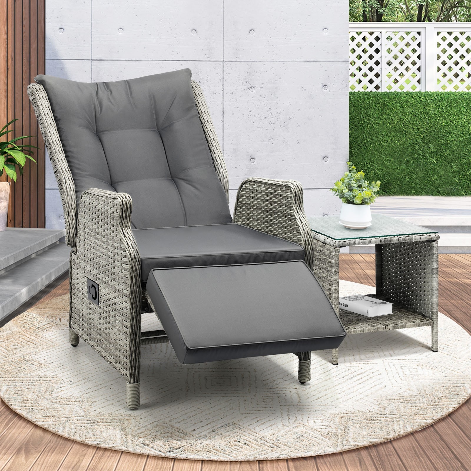 Livsip Recliner Chairs Outdoor Sun Lounge Wicker Sofa Patio Furniture Setting - Picture 97 of 97