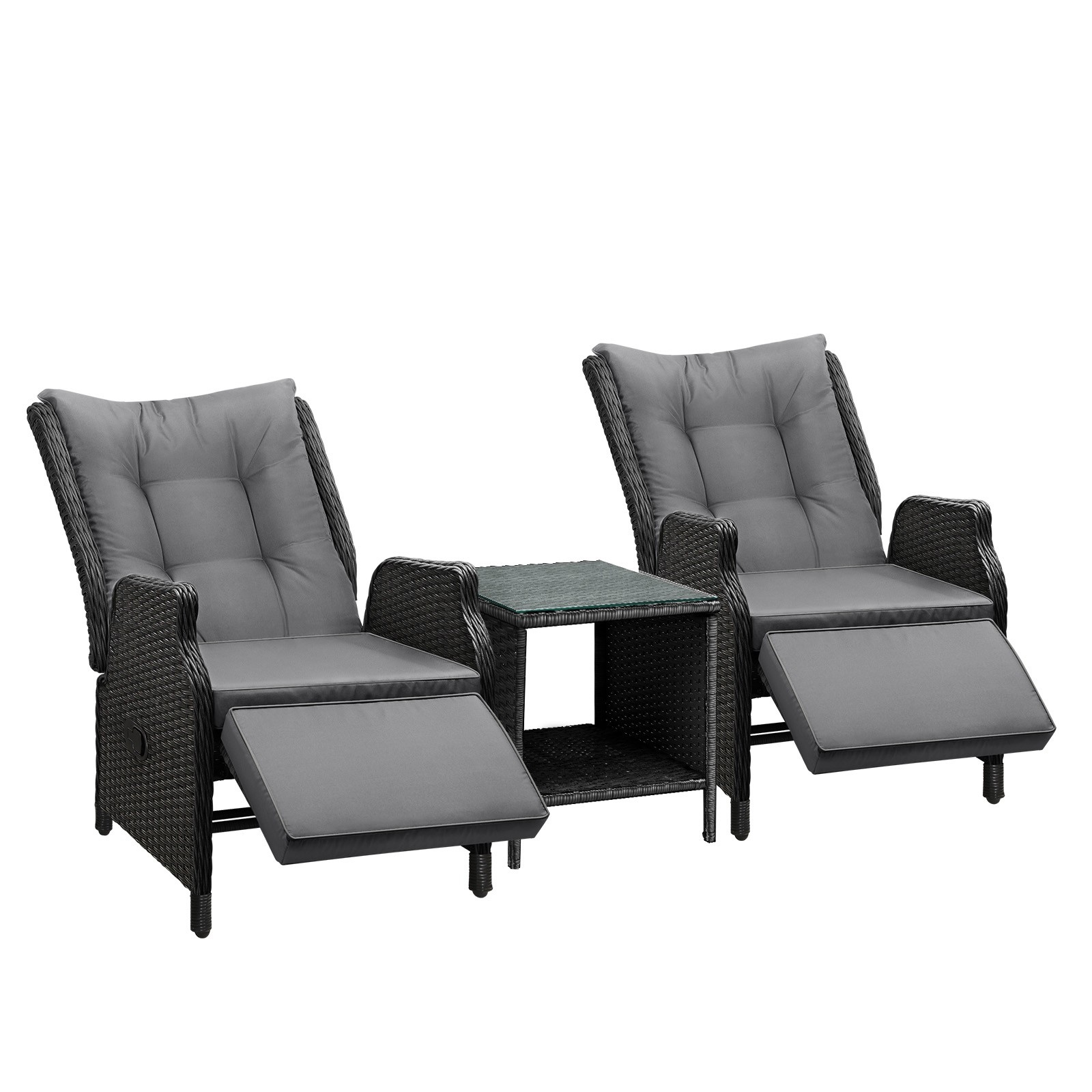 Livsip Recliner Chairs Outdoor Sun Lounge Wicker Sofa Patio Furniture Setting - Picture 83 of 97