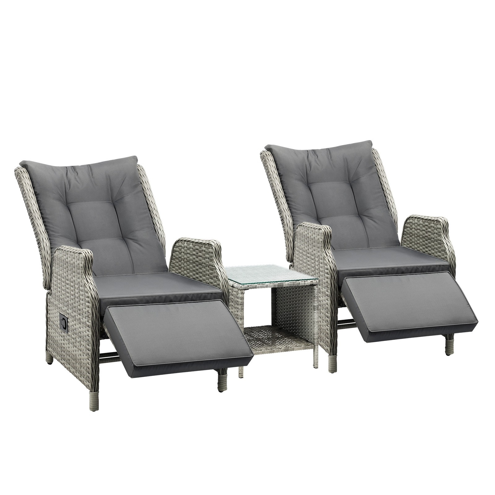 Livsip Recliner Chairs Outdoor Sun Lounge Wicker Sofa Patio Furniture Setting - Picture 87 of 97