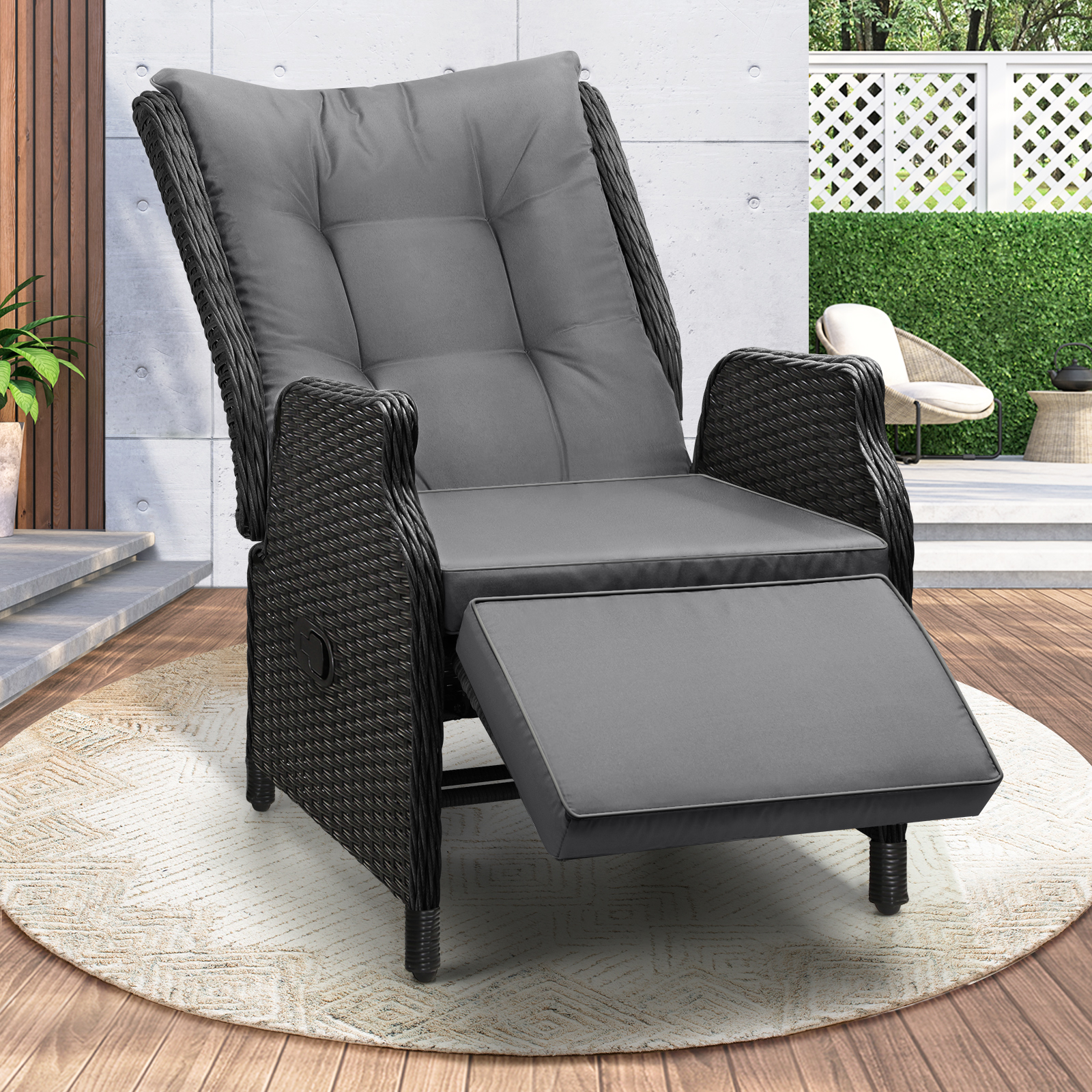 Livsip Recliner Chairs Outdoor Sun Lounge Wicker Sofa Patio Furniture Setting - Picture 65 of 97