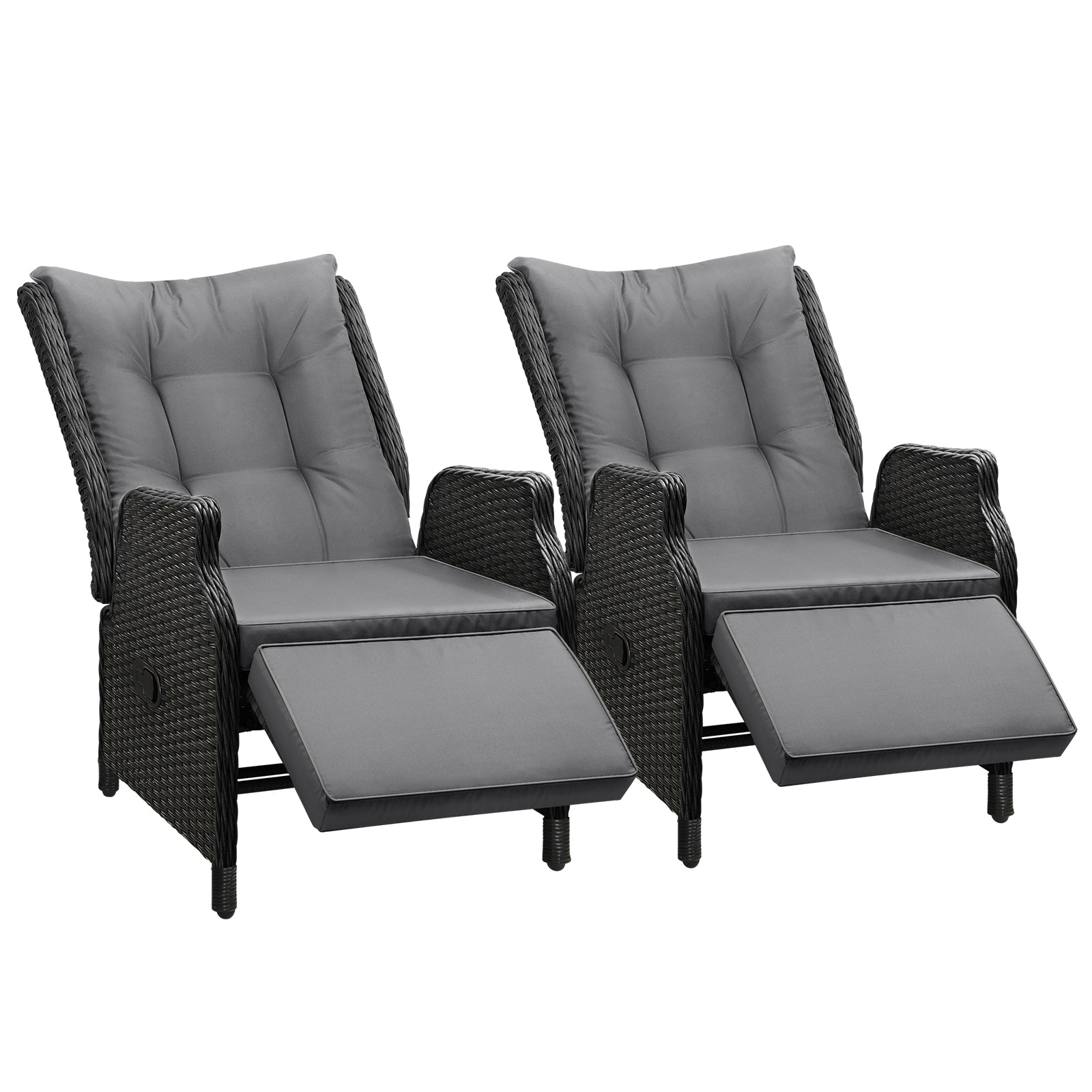 Livsip Recliner Chairs Outdoor Sun Lounge Wicker Sofa Patio Furniture Setting - Picture 75 of 97