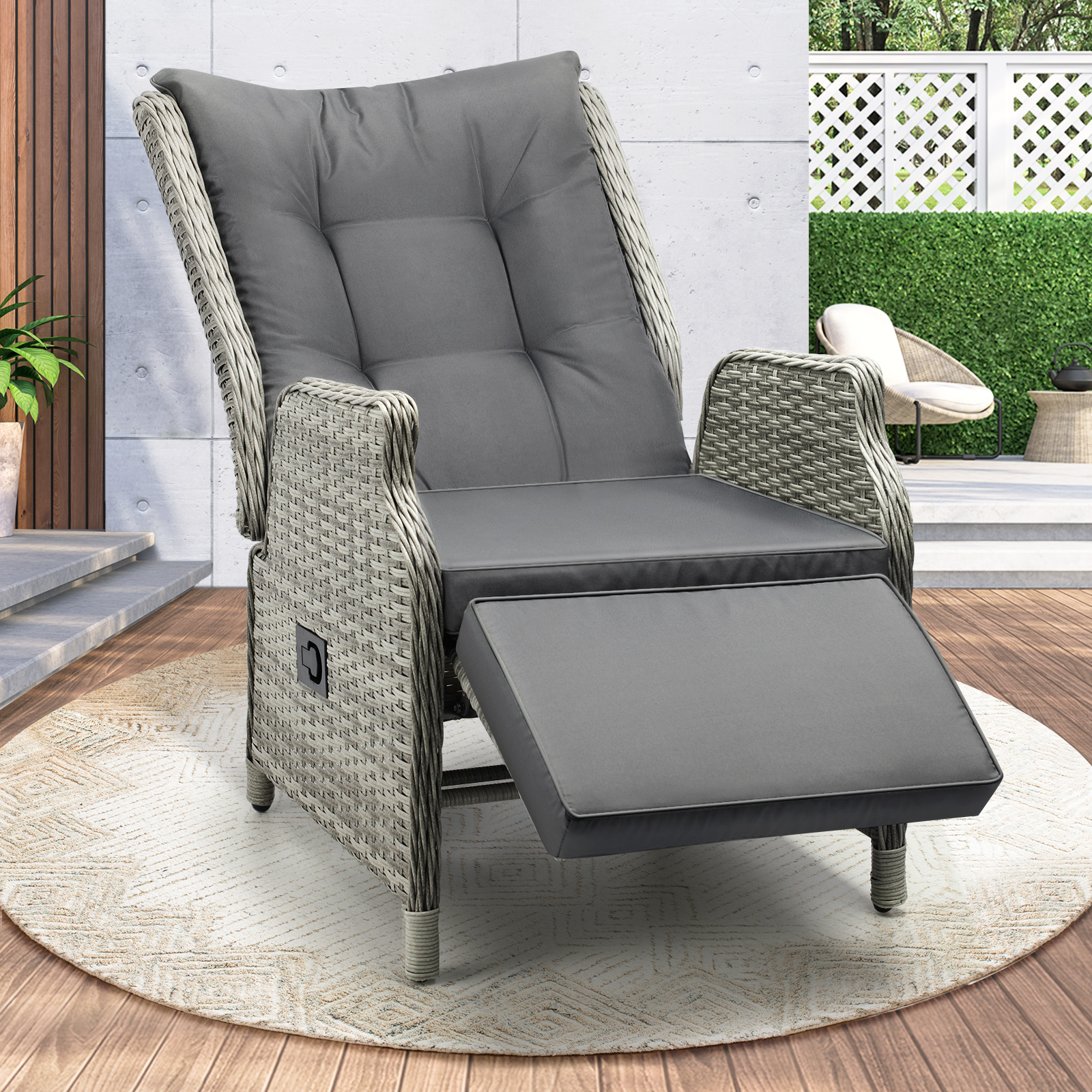Livsip Recliner Chairs Outdoor Sun Lounge Wicker Sofa Patio Furniture Setting - Picture 73 of 97