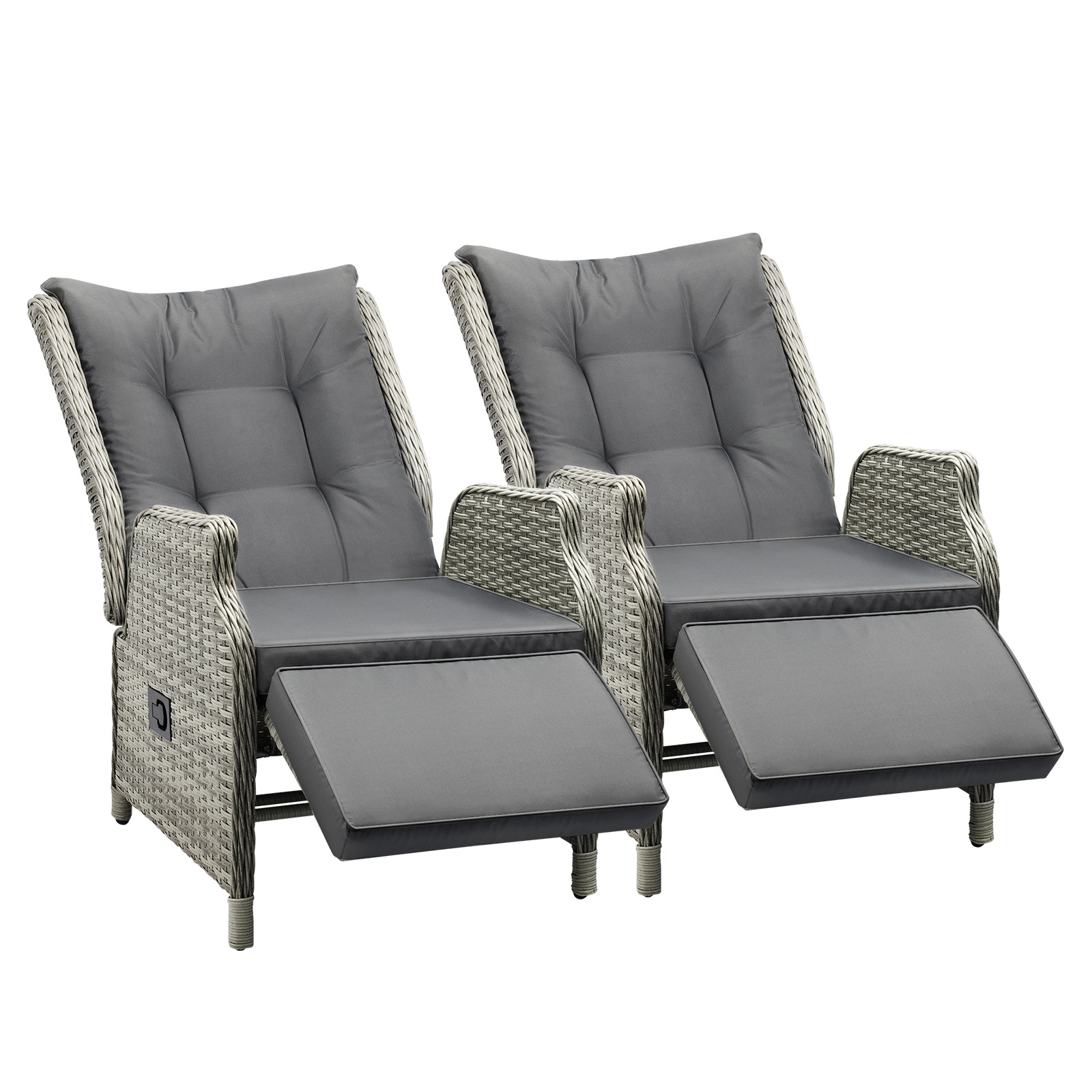 Livsip Recliner Chairs Outdoor Sun Lounge Wicker Sofa Patio Furniture Setting - Picture 79 of 97