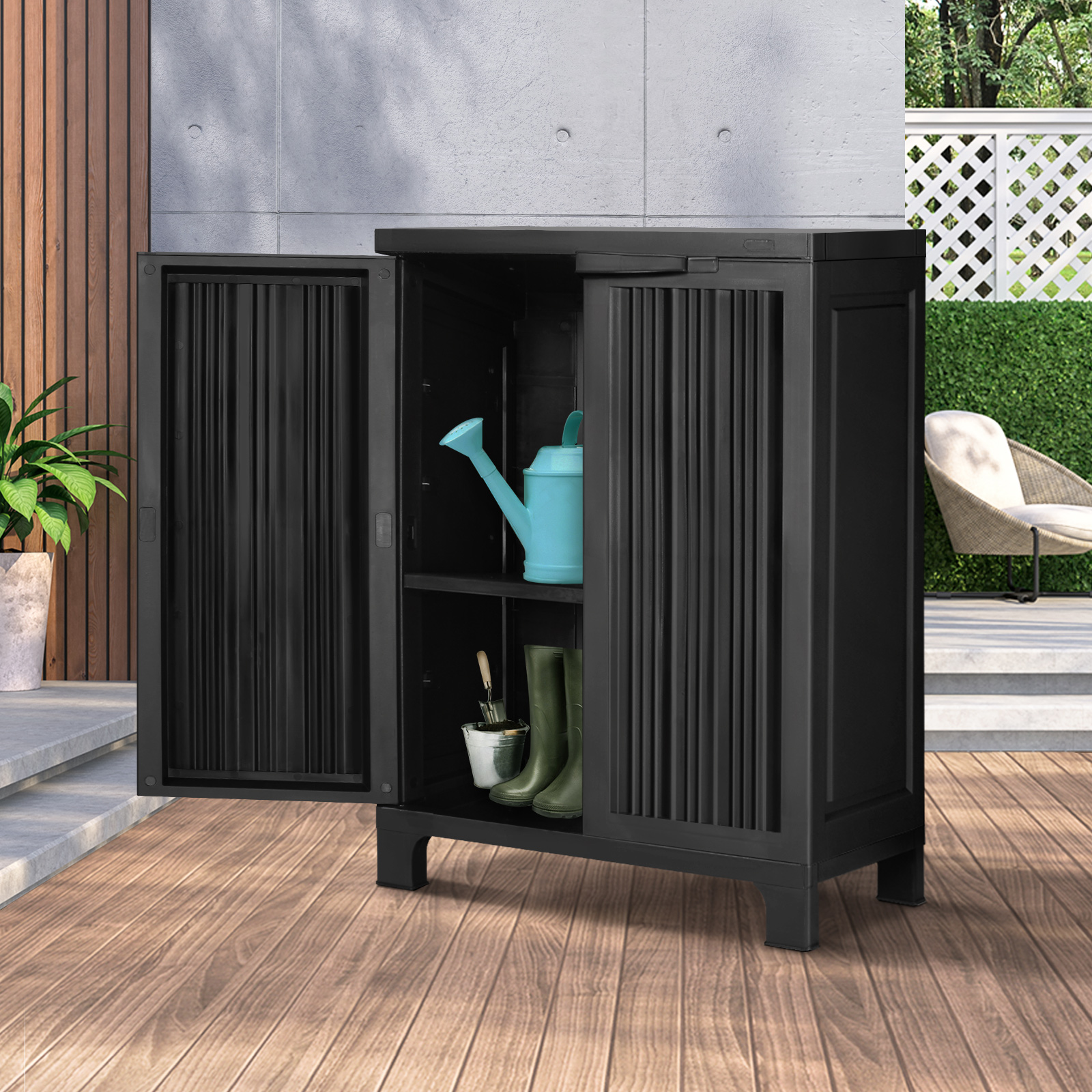 Livsip Outdoor Storage Cabinet Box Garage Garden Cupboard Adjustable Lockable - Picture 47 of 55