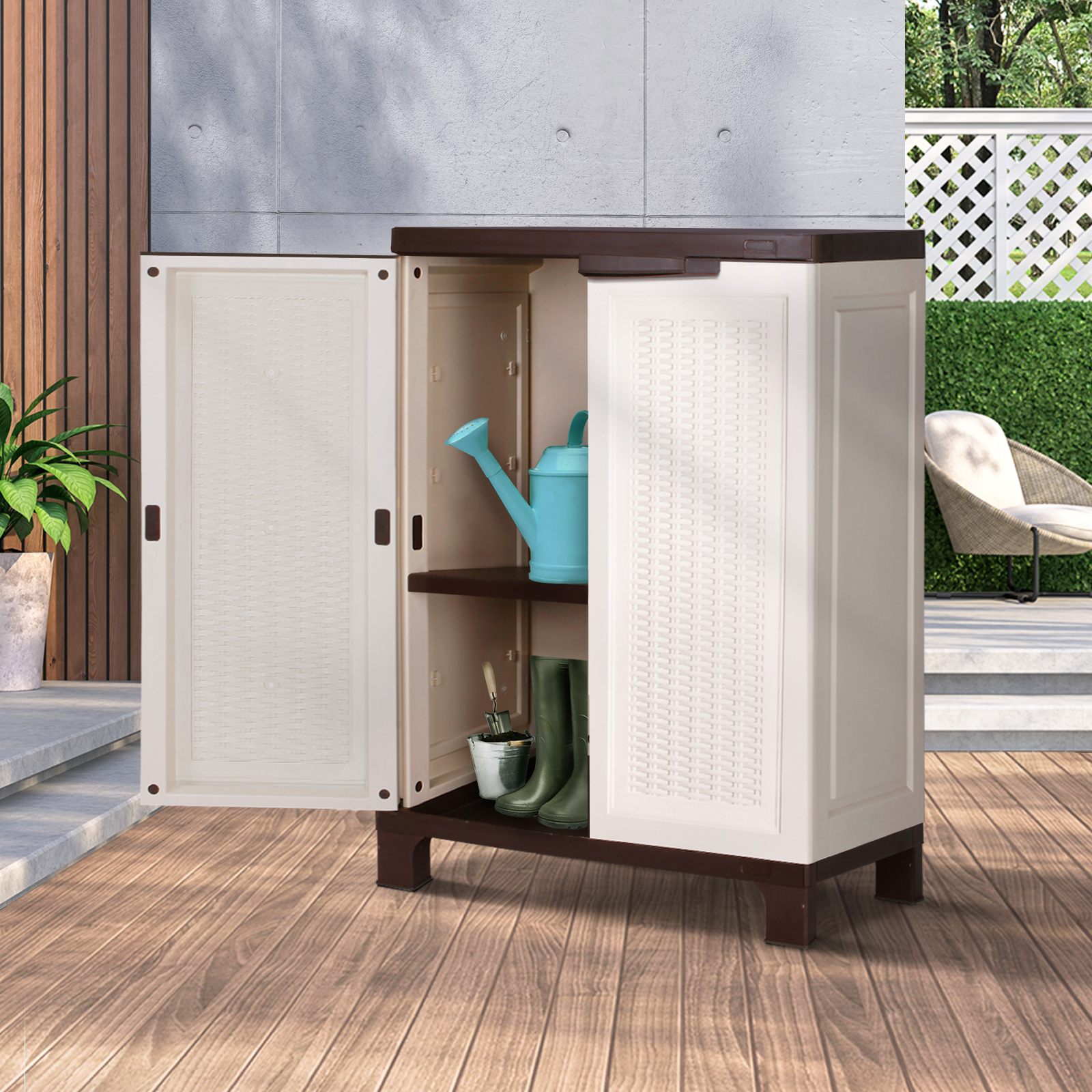 Livsip Outdoor Storage Cabinet Box Garage Garden Cupboard Adjustable Lockable - Picture 55 of 55