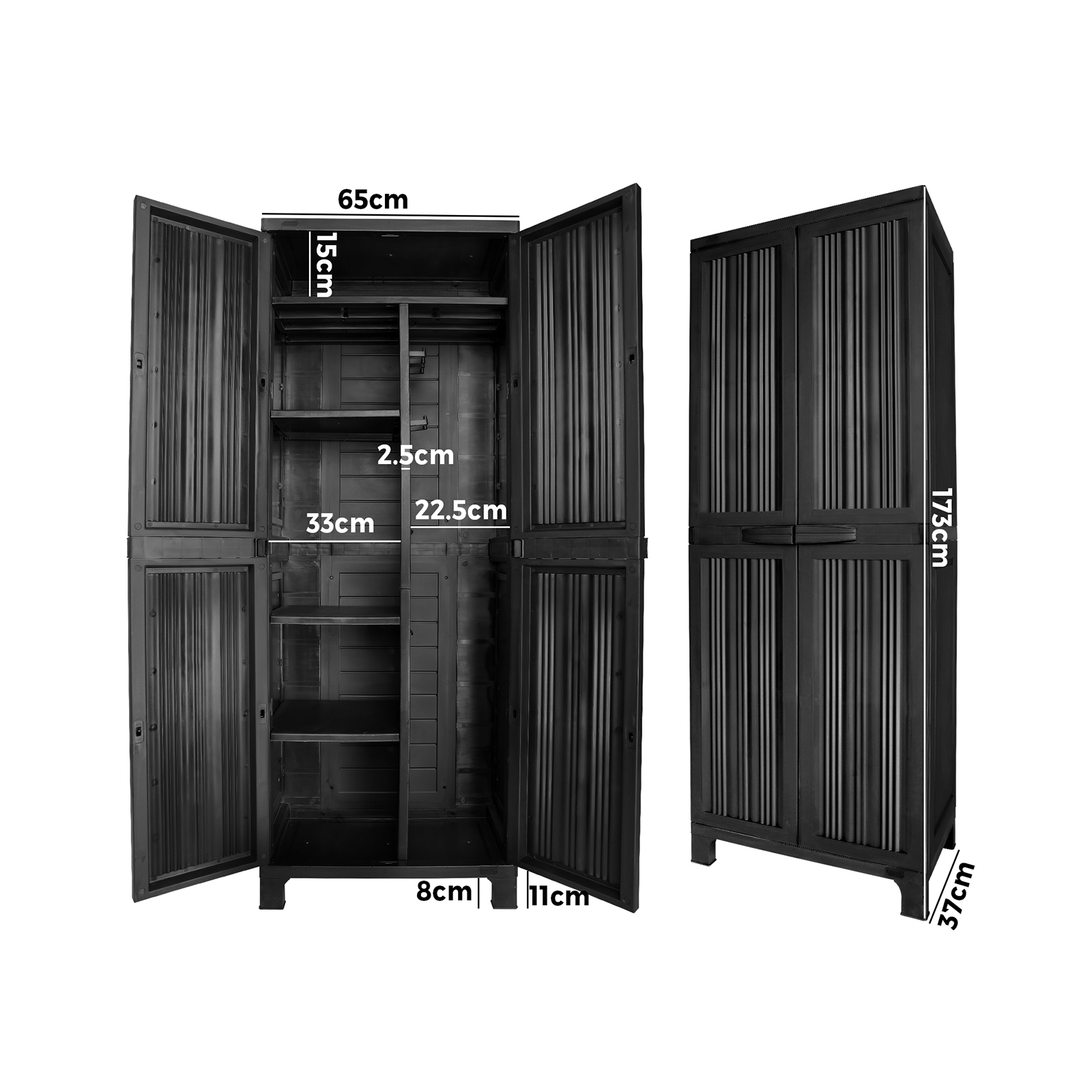Livsip Outdoor Storage Cabinet Box Garage Garden Cupboard Adjustable Lockable - Picture 24 of 55