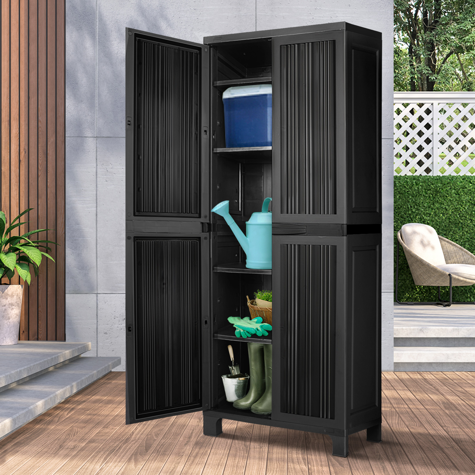 Livsip Outdoor Storage Cabinet Box Garage Garden Cupboard Adjustable Lockable - Picture 25 of 55