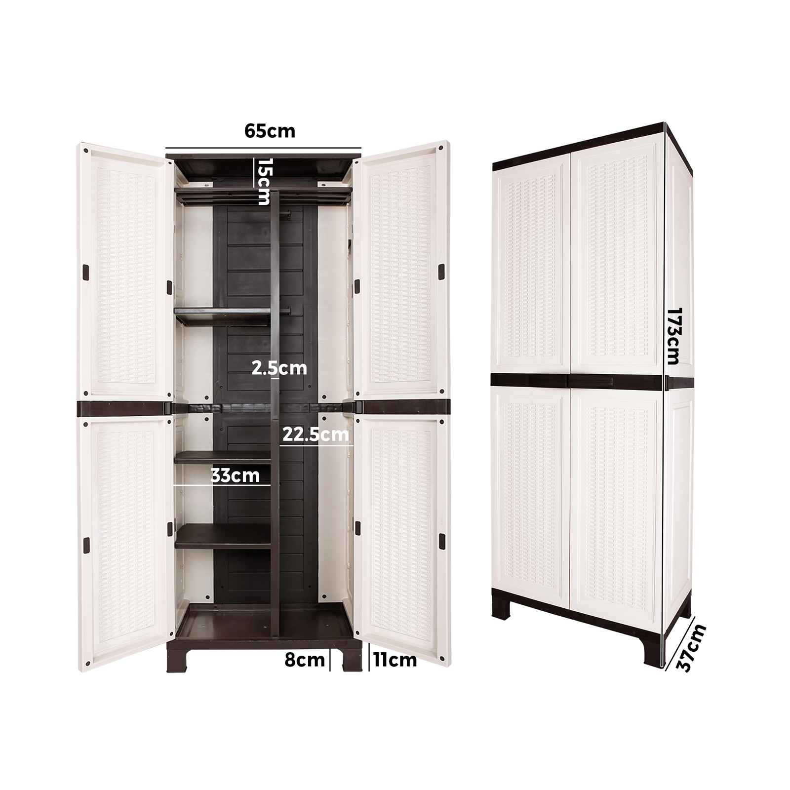Livsip Outdoor Storage Cabinet Box Garage Garden Cupboard Adjustable Lockable - Picture 32 of 55