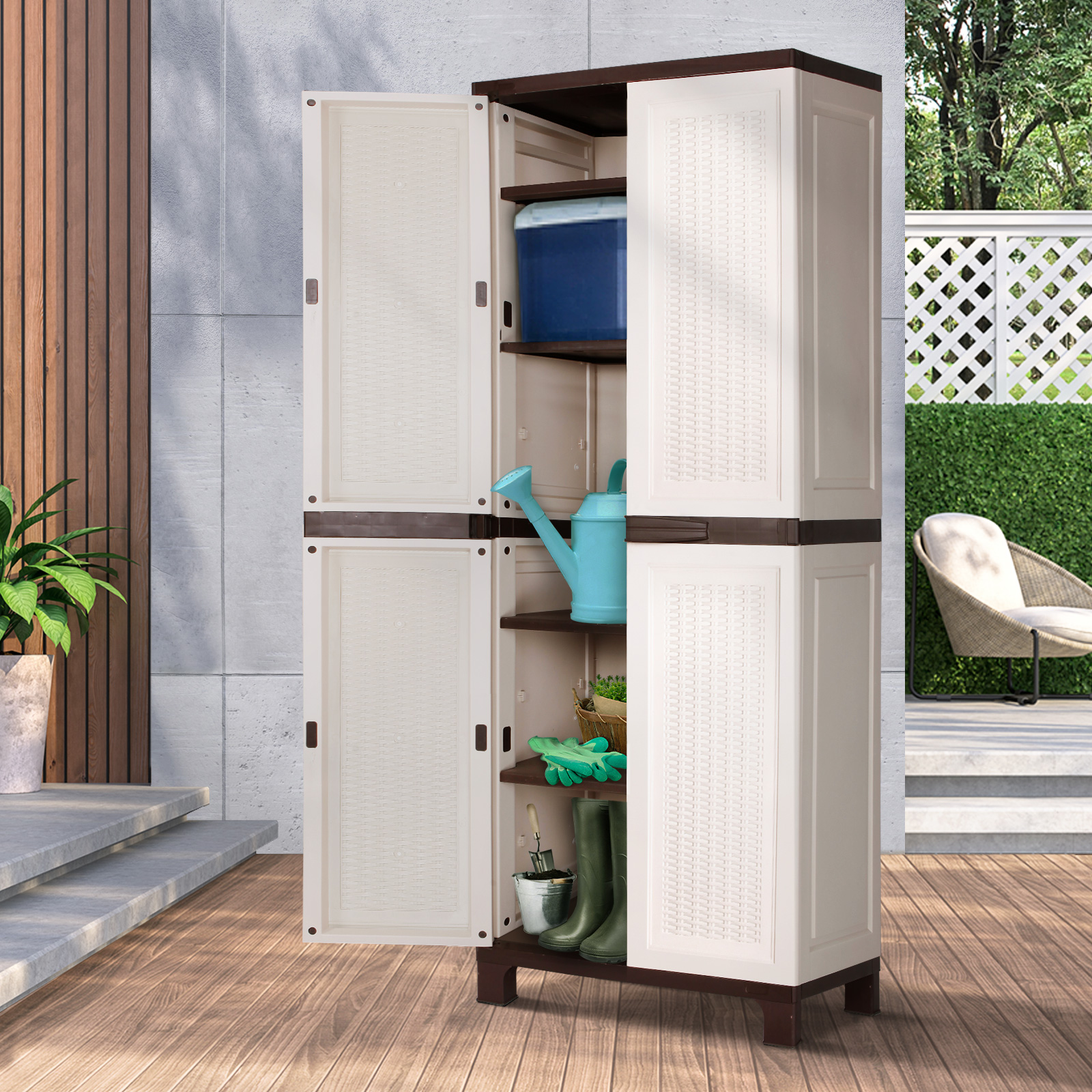 Livsip Outdoor Storage Cabinet Box Garage Garden Cupboard Adjustable Lockable - Picture 33 of 55