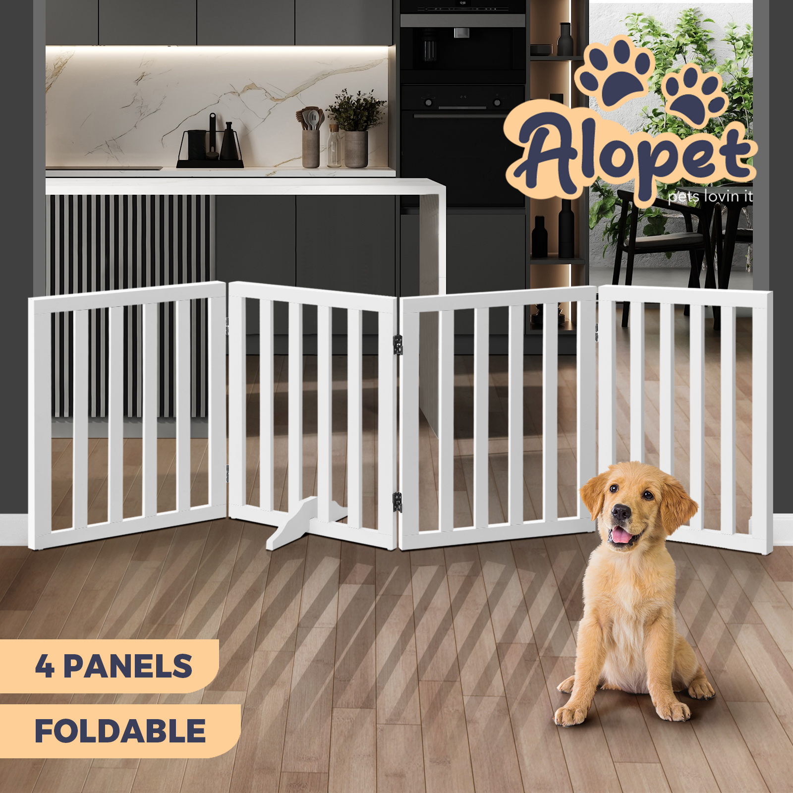 Alopet Wooden Pet Gate Dog Fence Safety Stair Barrier Security Door 3/4/6 Panels - Picture 20 of 37