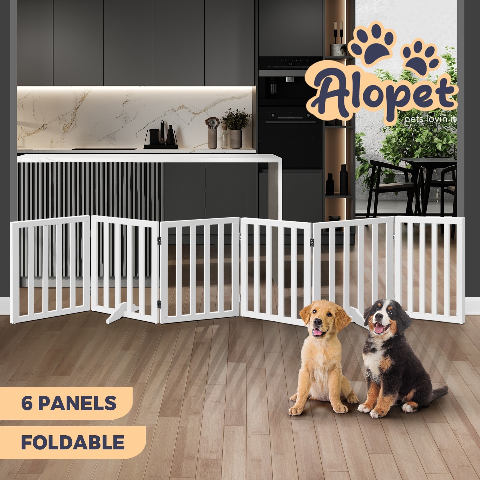 Alopet Wooden Pet Gate Dog Fence Safety Stair Barrier Security Door 3/4/6 Panels - Picture 29 of 37