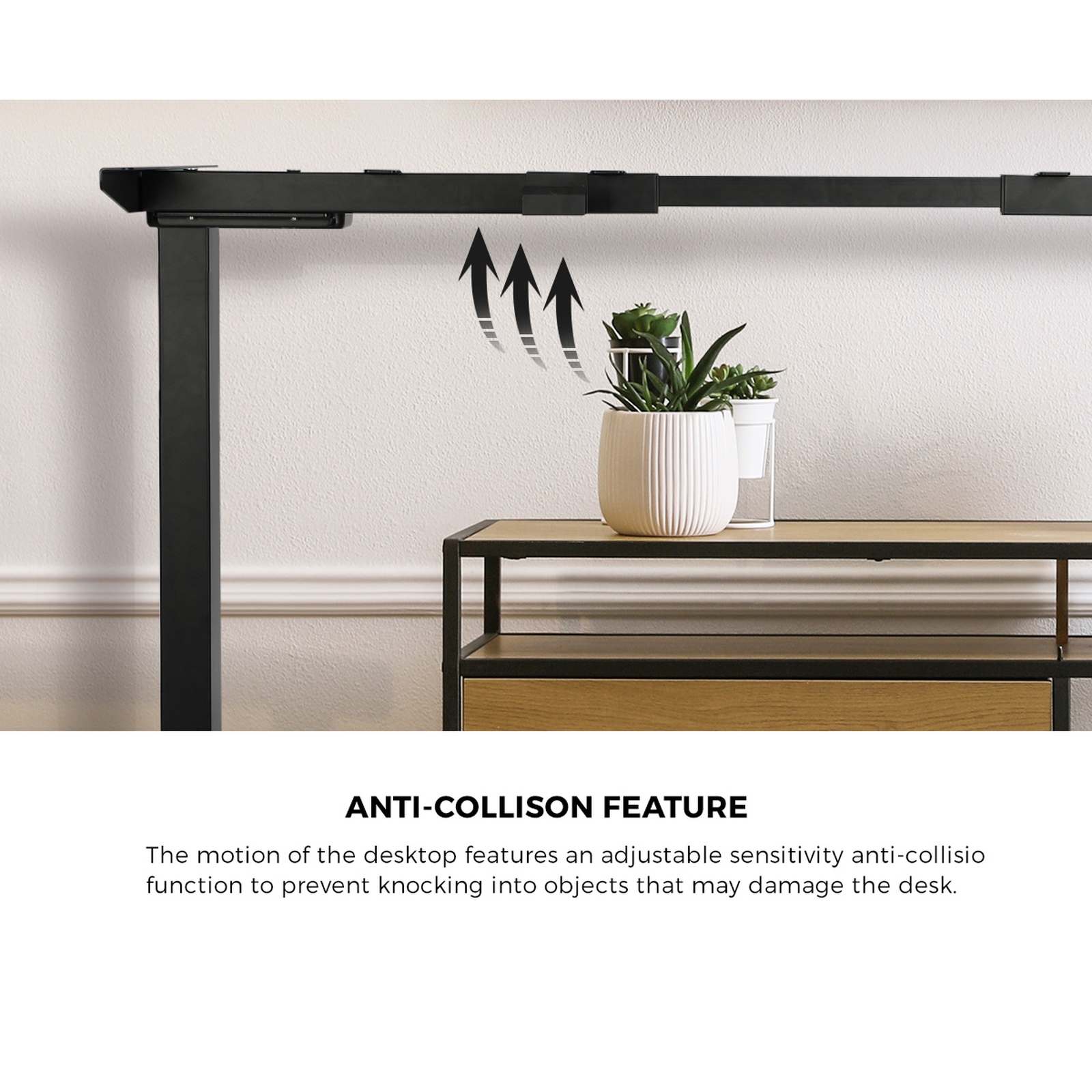 Oikiture L-shape Electric Standing Desk Single Motor Black Frame 145CM Desktop - Picture 8 of 40