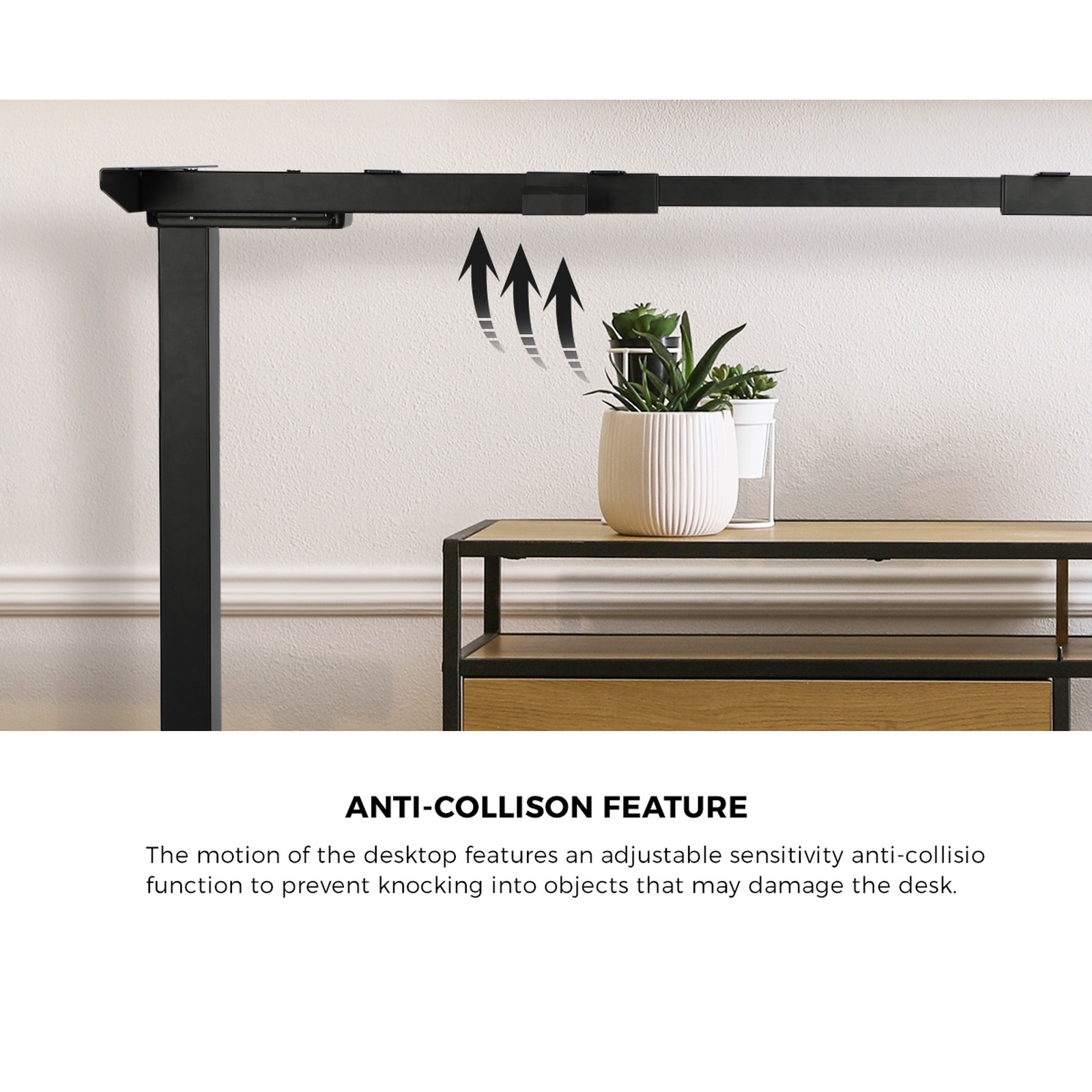Oikiture L-shape Electric Standing Desk Single Motor Black Frame 145CM Desktop - Picture 16 of 40