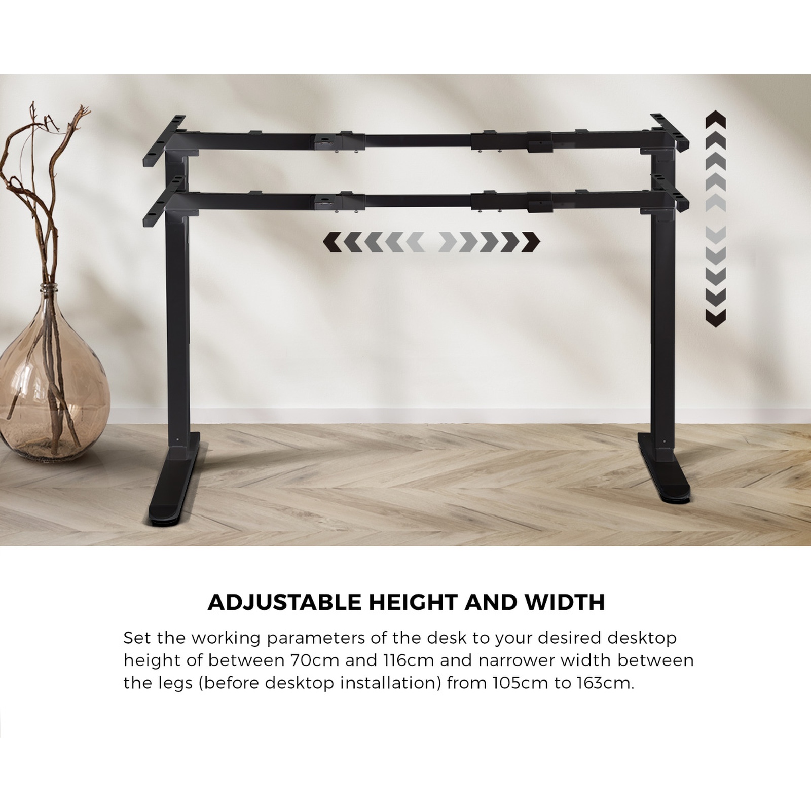 Oikiture L-shape Electric Standing Desk Single Motor Black Frame 145CM Desktop - Picture 17 of 40