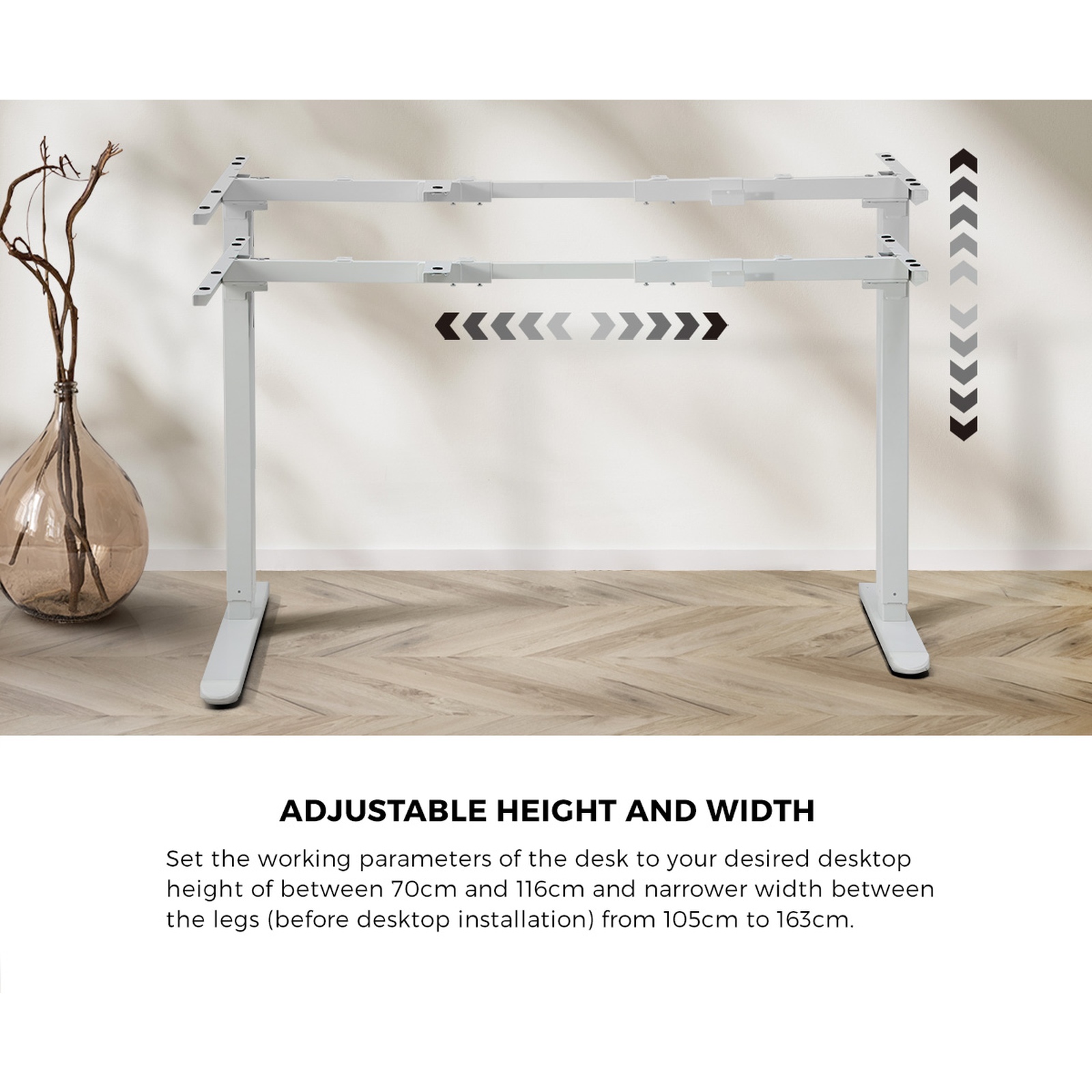 Oikiture L-shape Electric Standing Desk Single Motor Black Frame 145CM Desktop - Picture 37 of 40