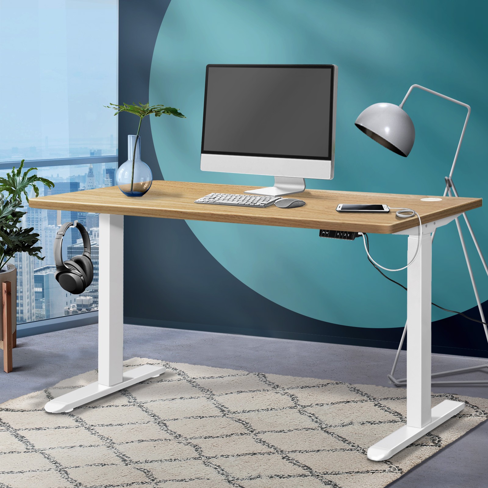 Oikiture Electric Standing Desk Motorised Height Adjustable Sit Stand Table - Picture 195 of 523