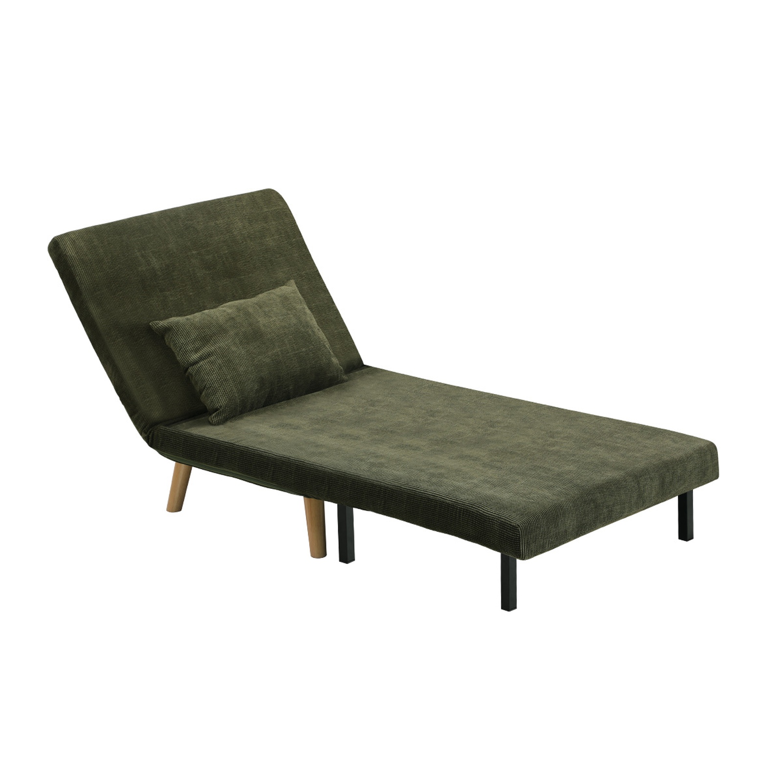 Oikiture Folding Sofa Bed Lounge Singe Chair Recliner Chaise Sherpa/Velvet/Linen - Picture 35 of 37