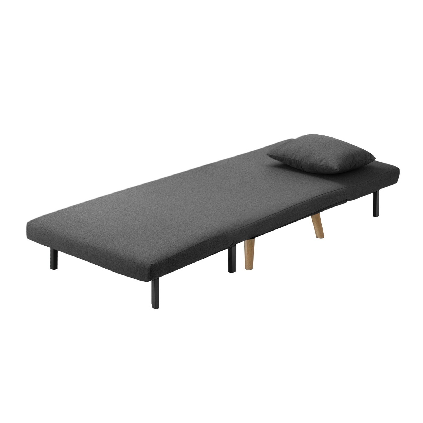Oikiture Folding Sofa Bed Lounge Singe Chair Recliner Chaise Sherpa/Velvet/Linen - Picture 15 of 37