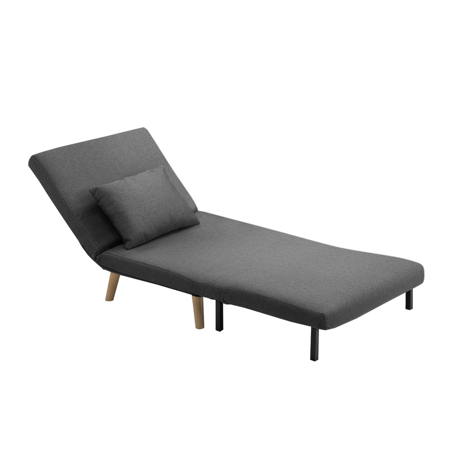 Oikiture Folding Sofa Bed Lounge Singe Chair Recliner Chaise Sherpa/Velvet/Linen - Picture 18 of 37