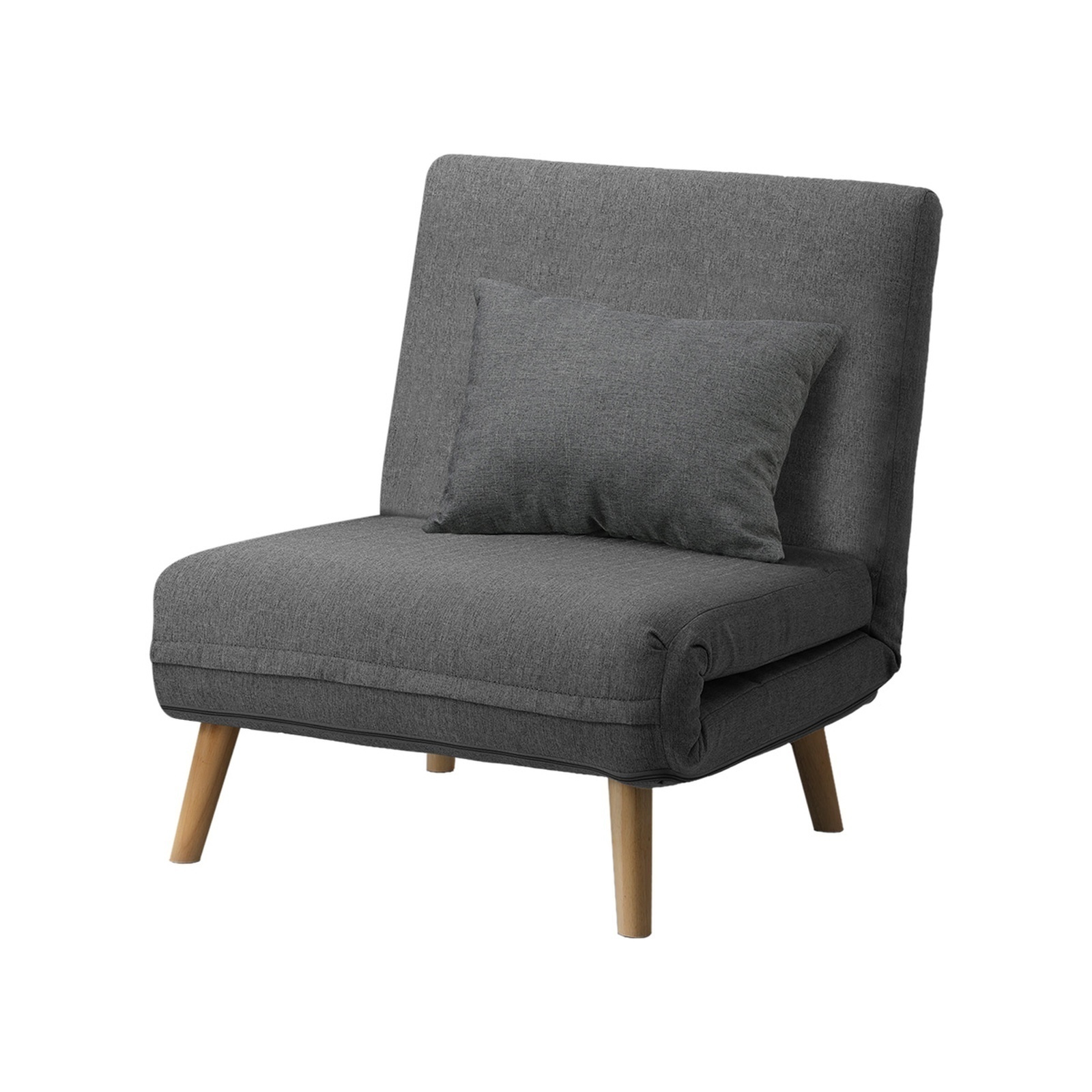 Oikiture Folding Sofa Bed Lounge Singe Chair Recliner Chaise Sherpa/Velvet/Linen - Picture 19 of 37