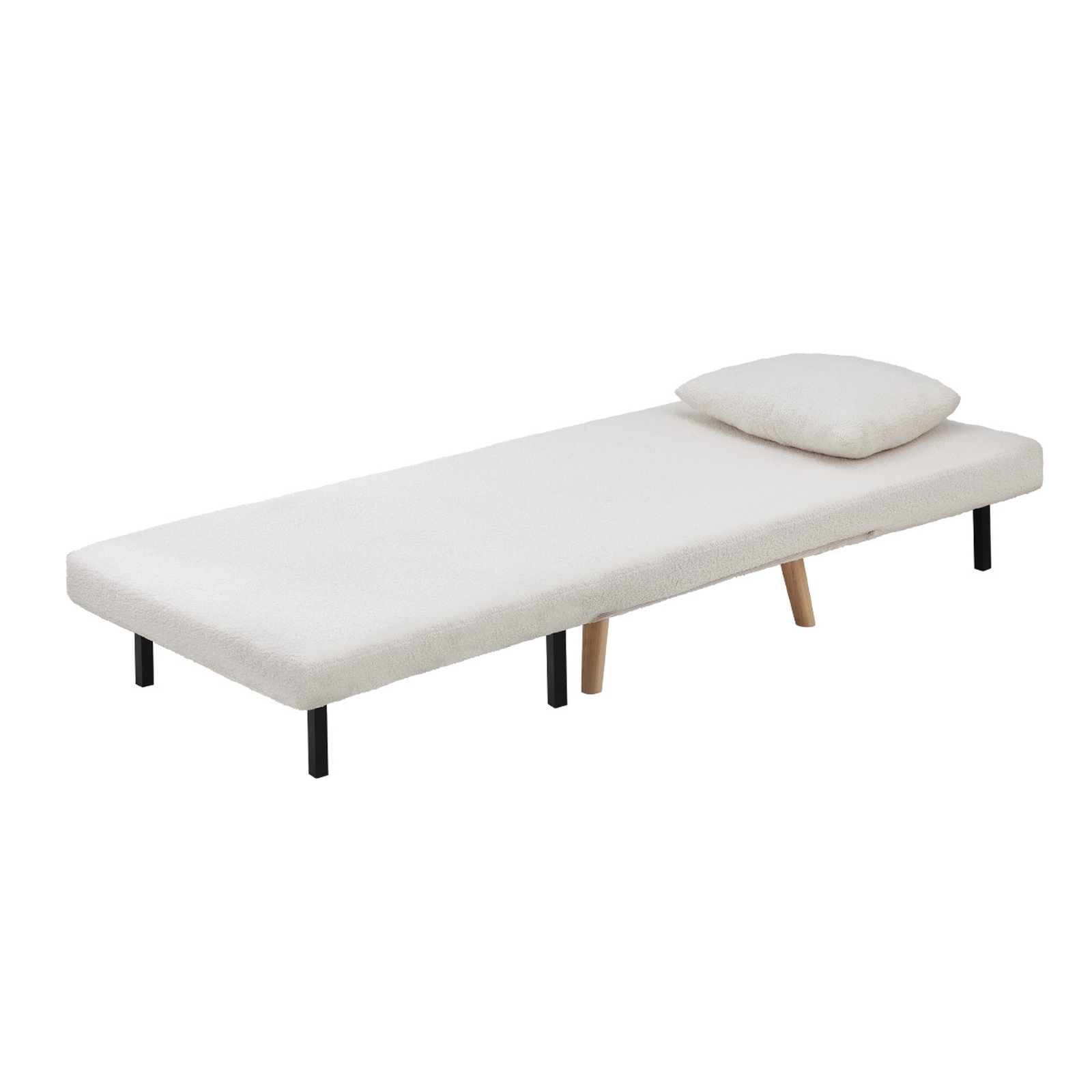 Oikiture Folding Sofa Bed Lounge Singe Chair Recliner Chaise Sherpa/Velvet/Linen - Picture 24 of 37