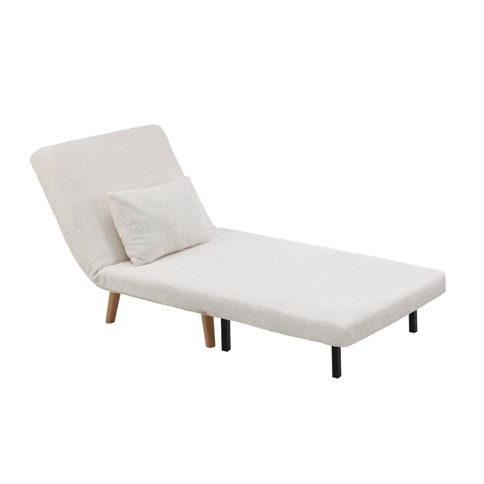 Oikiture Folding Sofa Bed Lounge Singe Chair Recliner Chaise Sherpa/Velvet/Linen - Picture 25 of 37