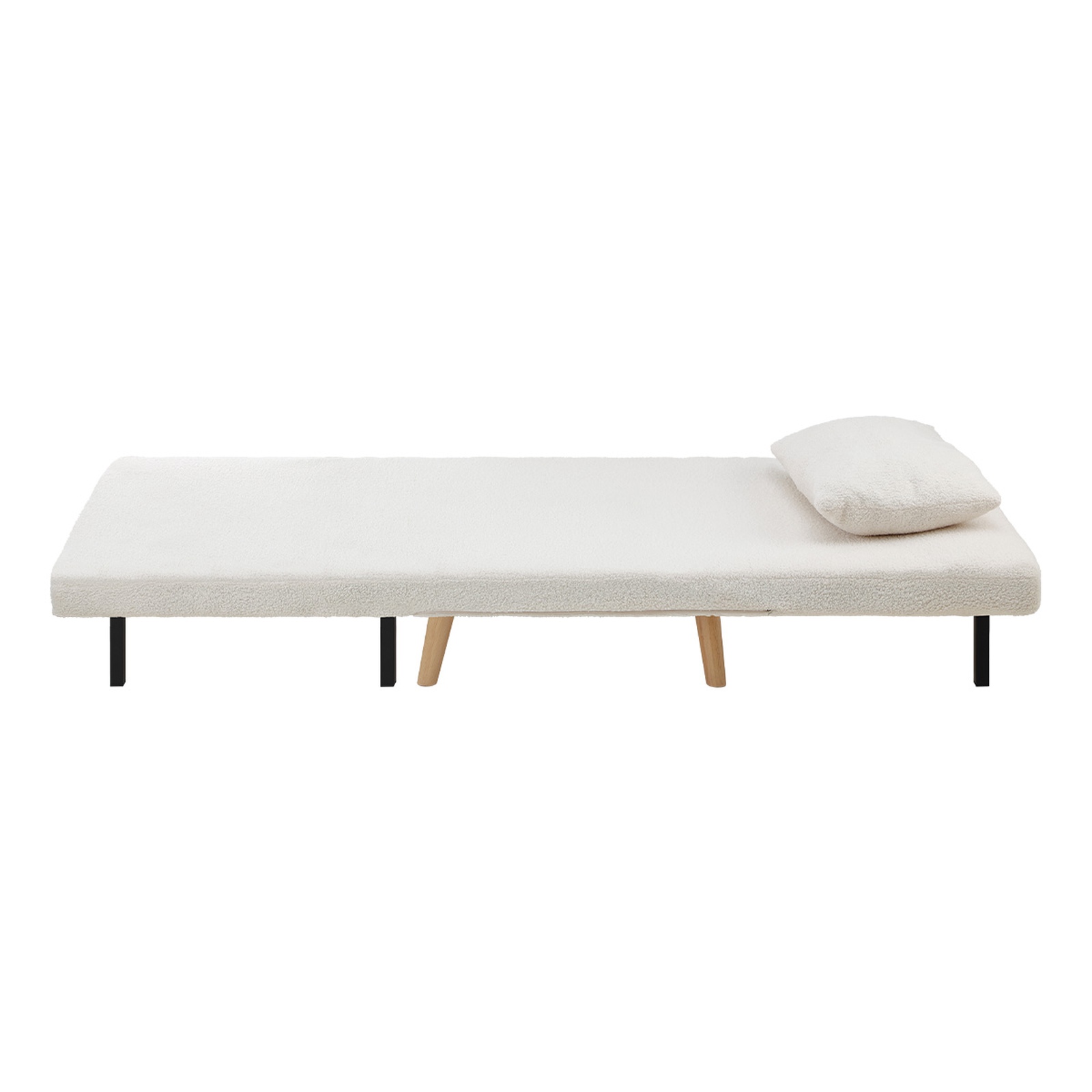Oikiture Folding Sofa Bed Lounge Singe Chair Recliner Chaise Sherpa/Velvet/Linen - Picture 26 of 37