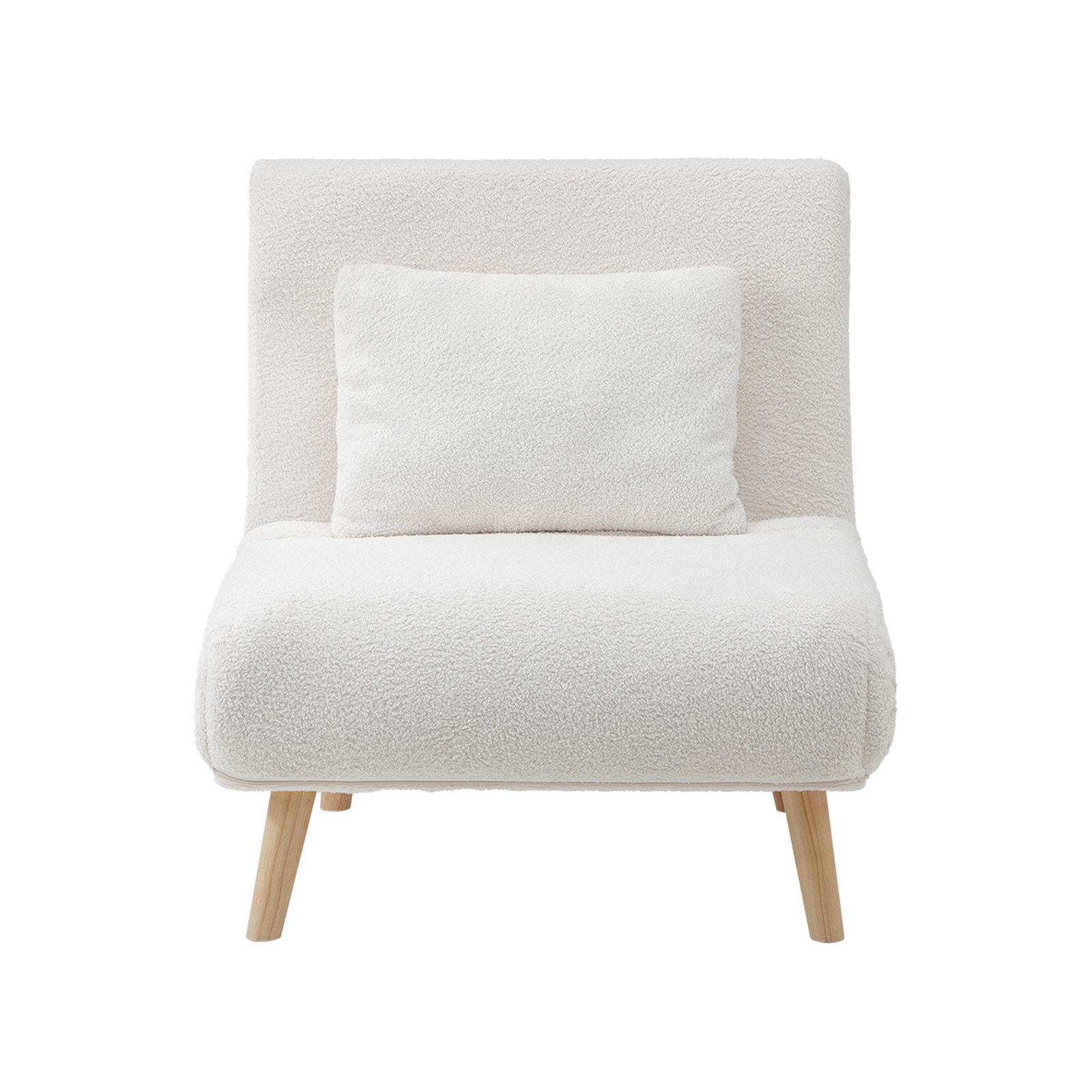Oikiture Folding Sofa Bed Lounge Singe Chair Recliner Chaise Sherpa/Velvet/Linen - Picture 27 of 37