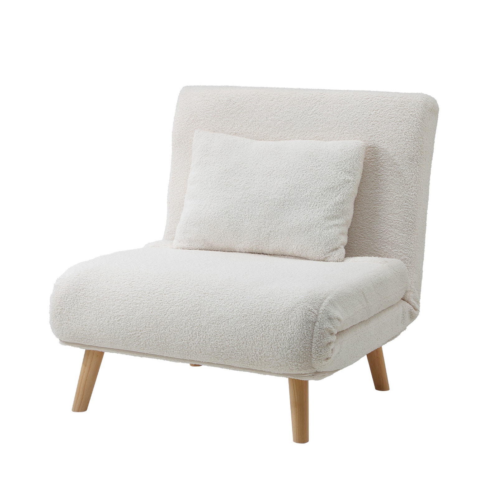Oikiture Folding Sofa Bed Lounge Singe Chair Recliner Chaise Sherpa/Velvet/Linen - Picture 28 of 37