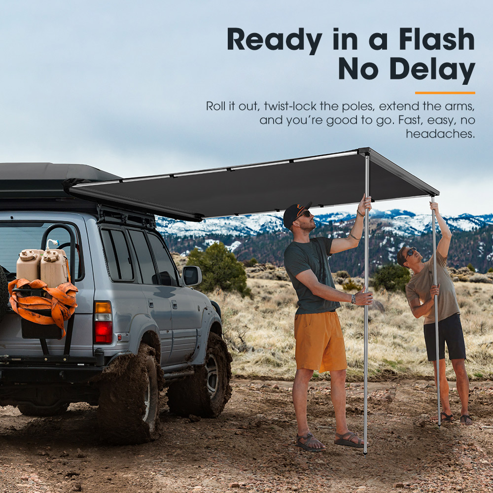 San Hima Car Side Awning Pull-out Telescoping Poles Waterproof Car Shade - Picture 38 of 41