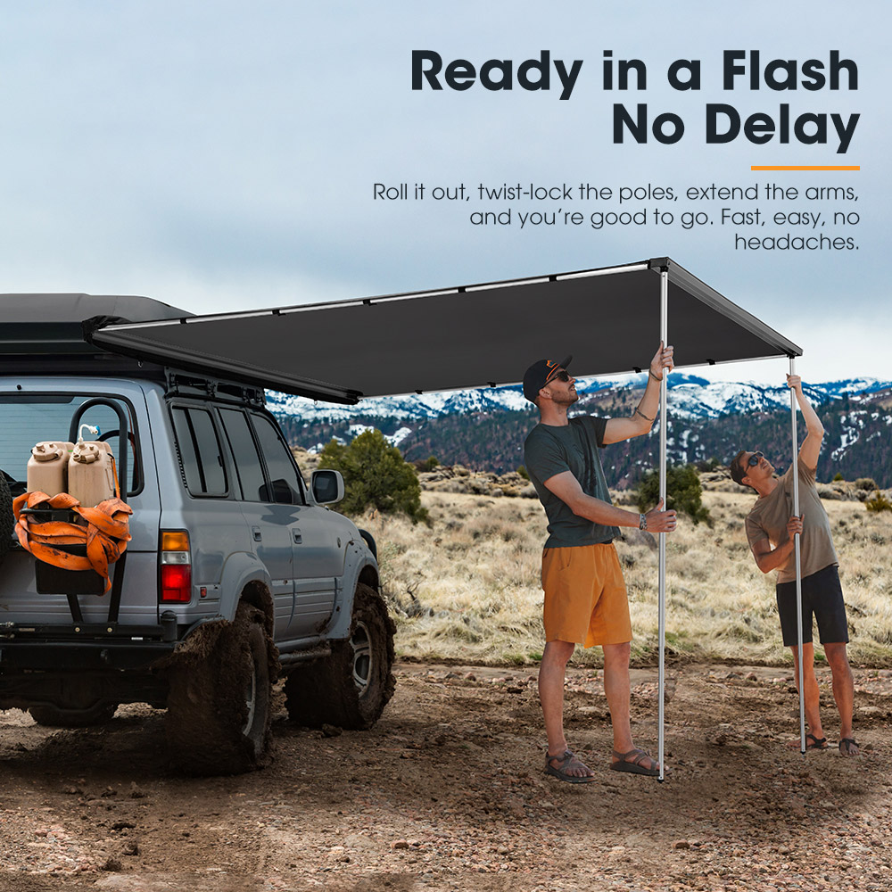 San Hima Car Side Awning Pull-out Telescoping Poles Waterproof Car Shade - Picture 28 of 41