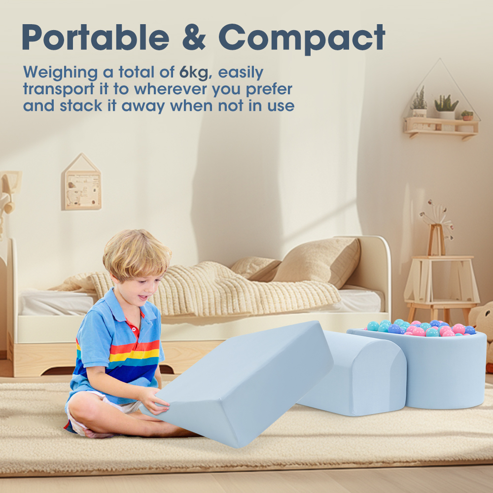 Playpals Kid Climb Crawl Foam Play Set Soft Play Set Toys 5PC Pink/Blue/Grey - Picture 12 of 30