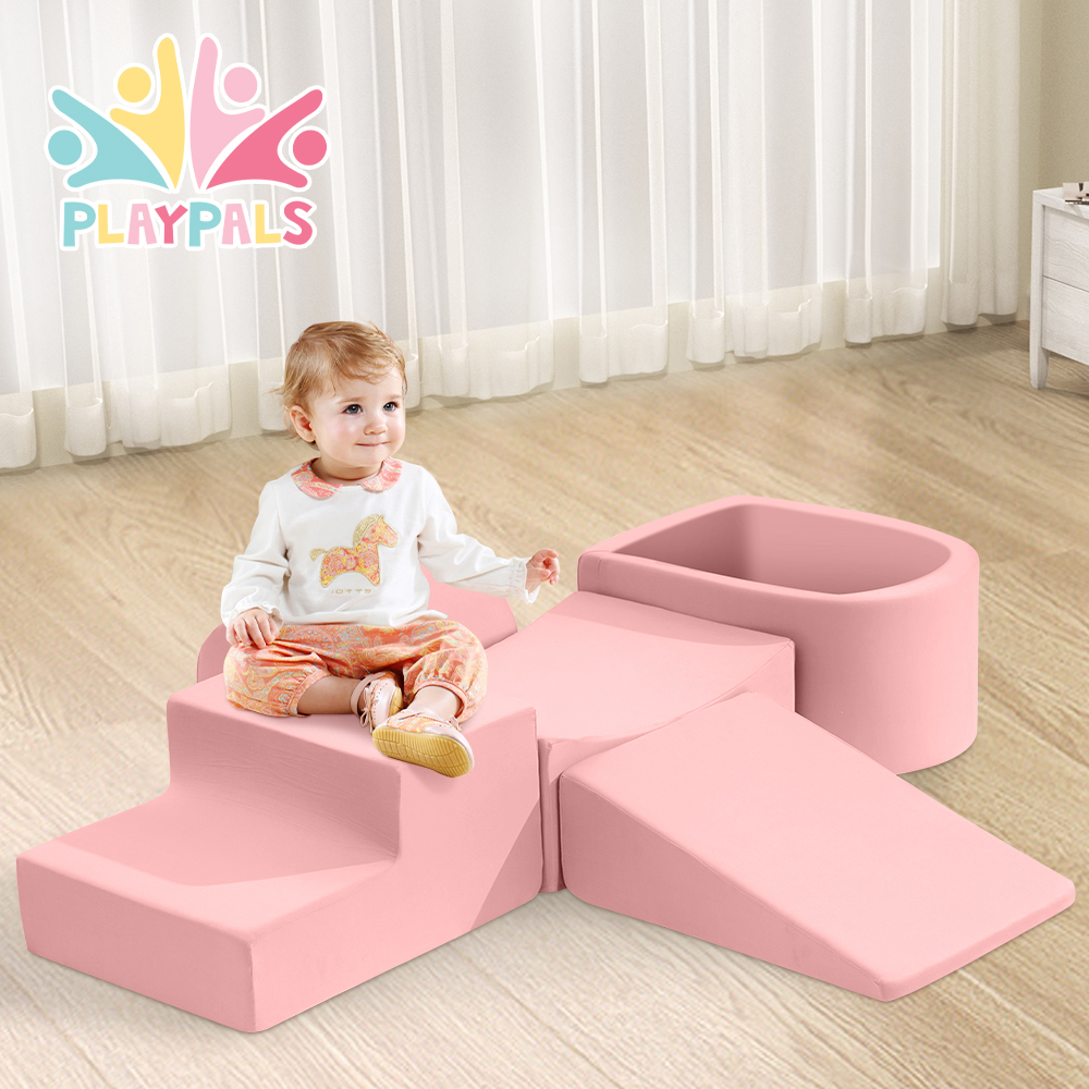 Playpals Kid Climb Crawl Foam Play Set Soft Play Set Toys 5PC Pink/Blue/Grey - Picture 23 of 30