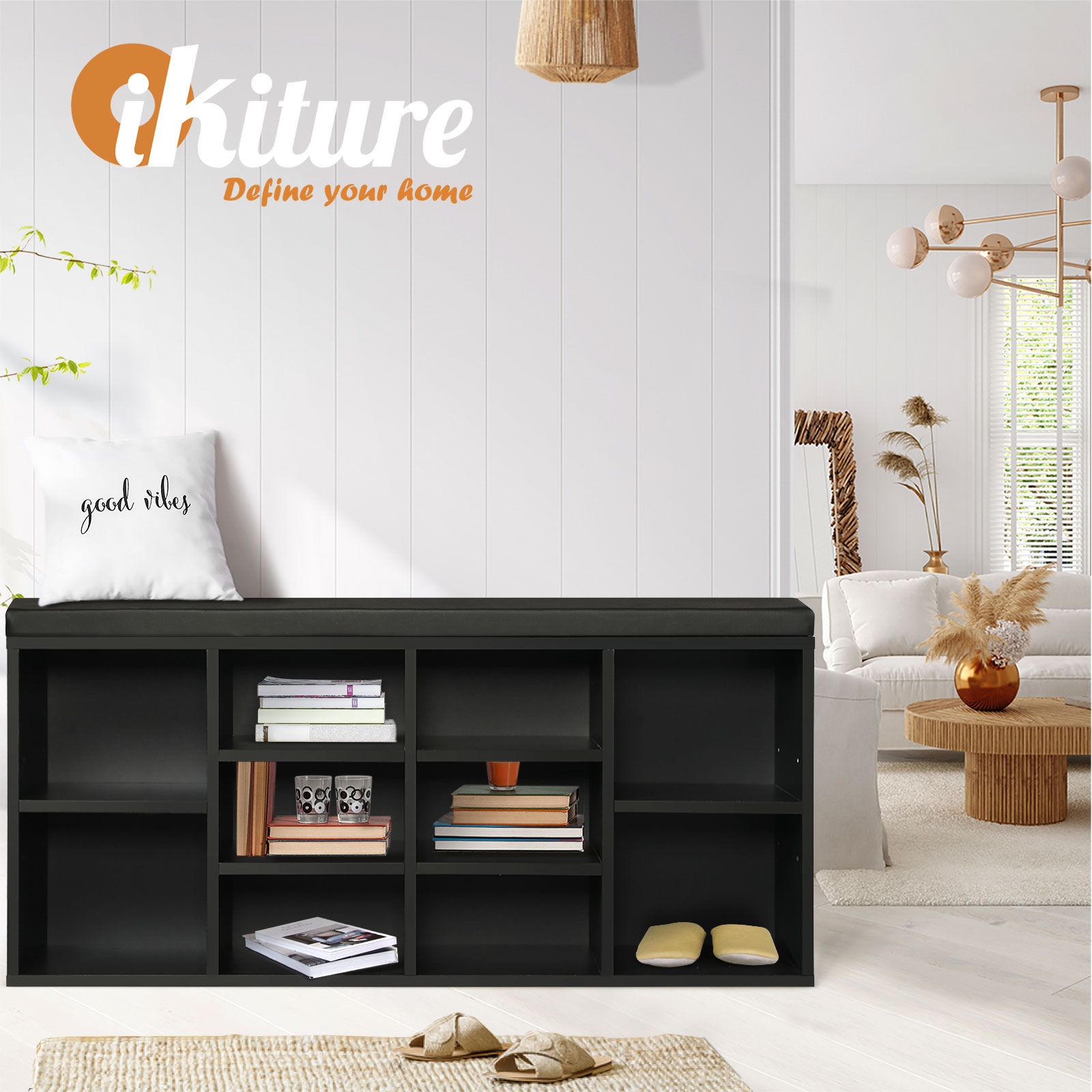 Oikiture Shoe Cabinet Bench Shoe Storage Rack PU Padded Seat Organiser Cupboard - Picture 10 of 23