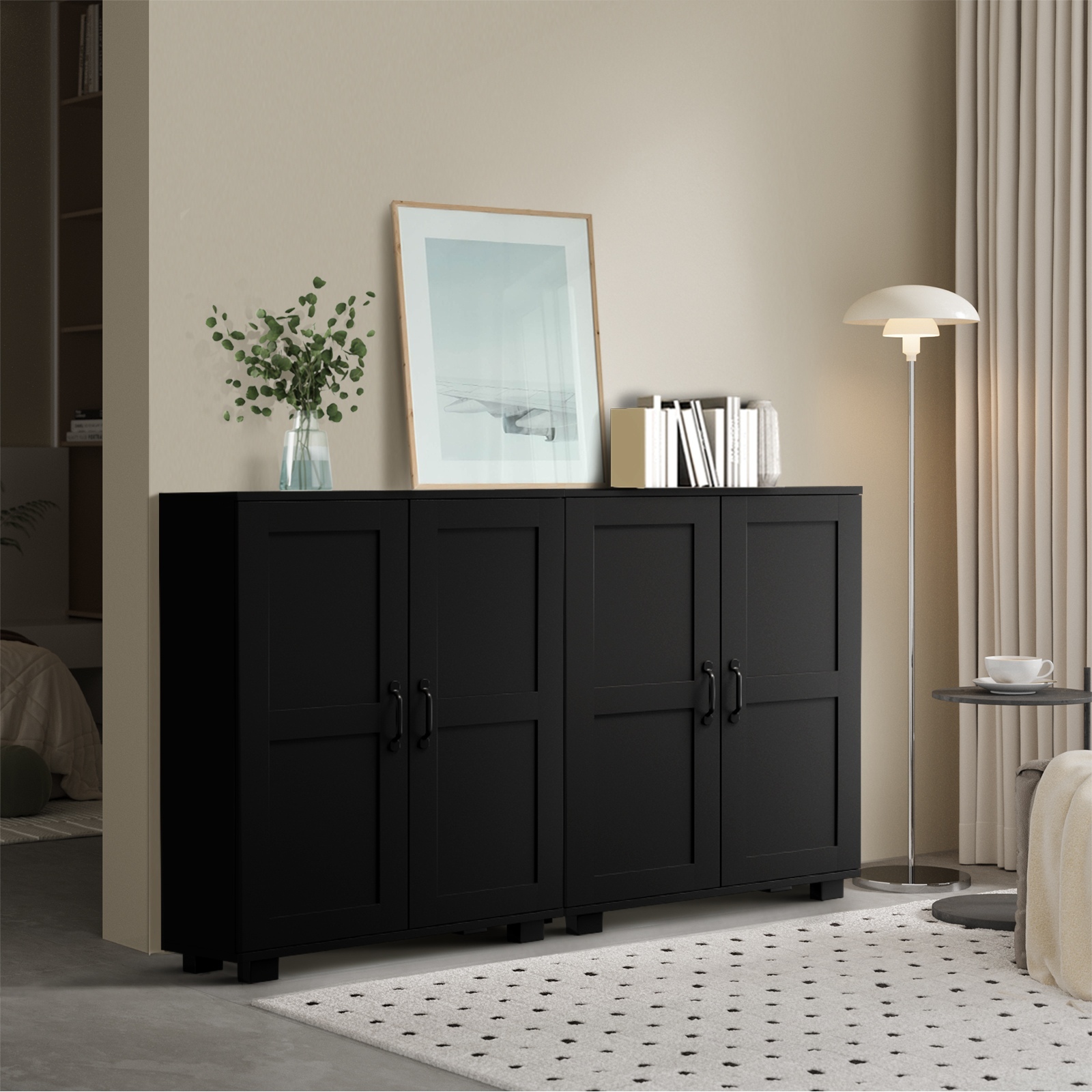 Oikiture Storage Cabinet Bathroom Buffet Sideboard 2 Door Cupboard - Picture 12 of 37