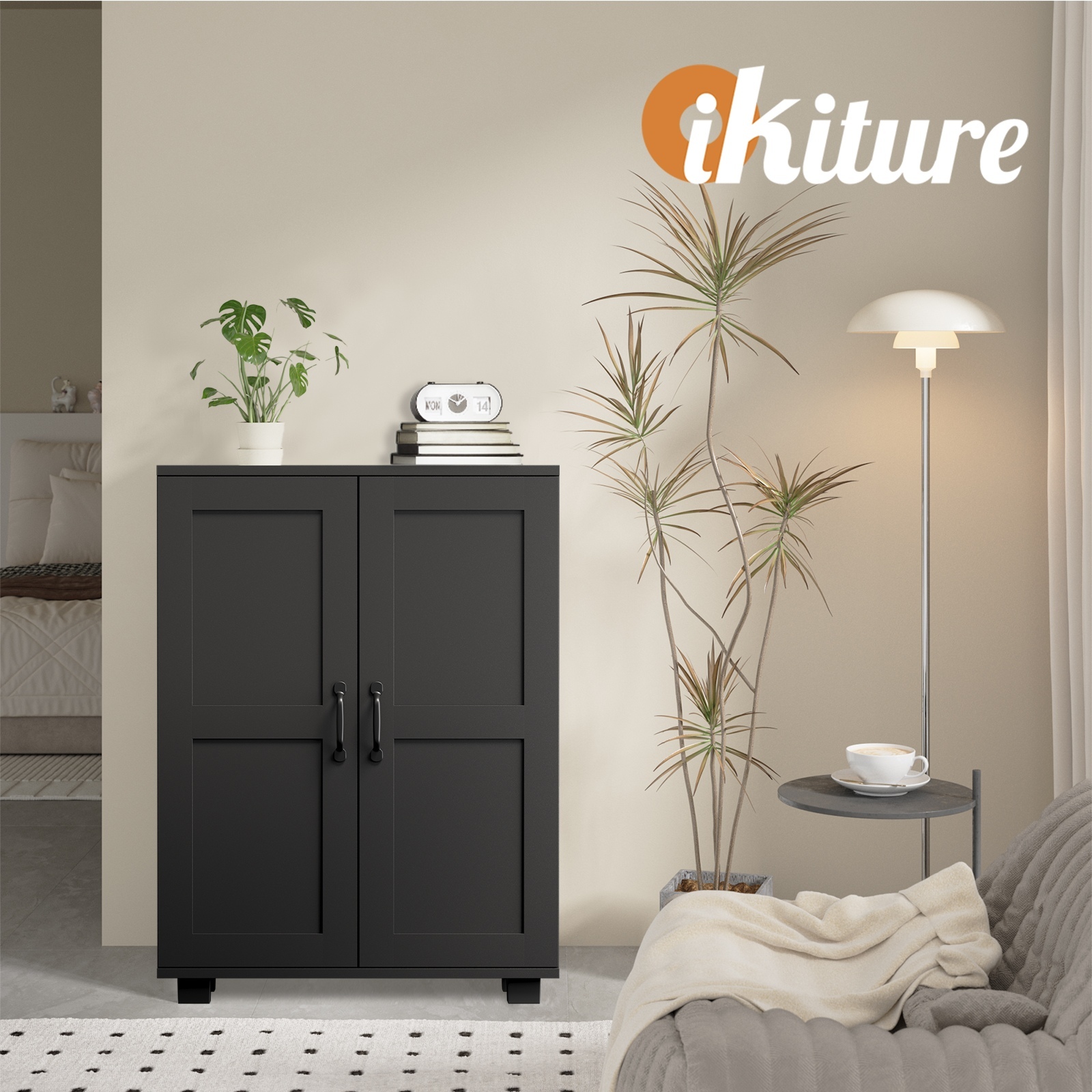 Oikiture Storage Cabinet Bathroom Buffet Sideboard 2 Door Cupboard - Picture 14 of 37