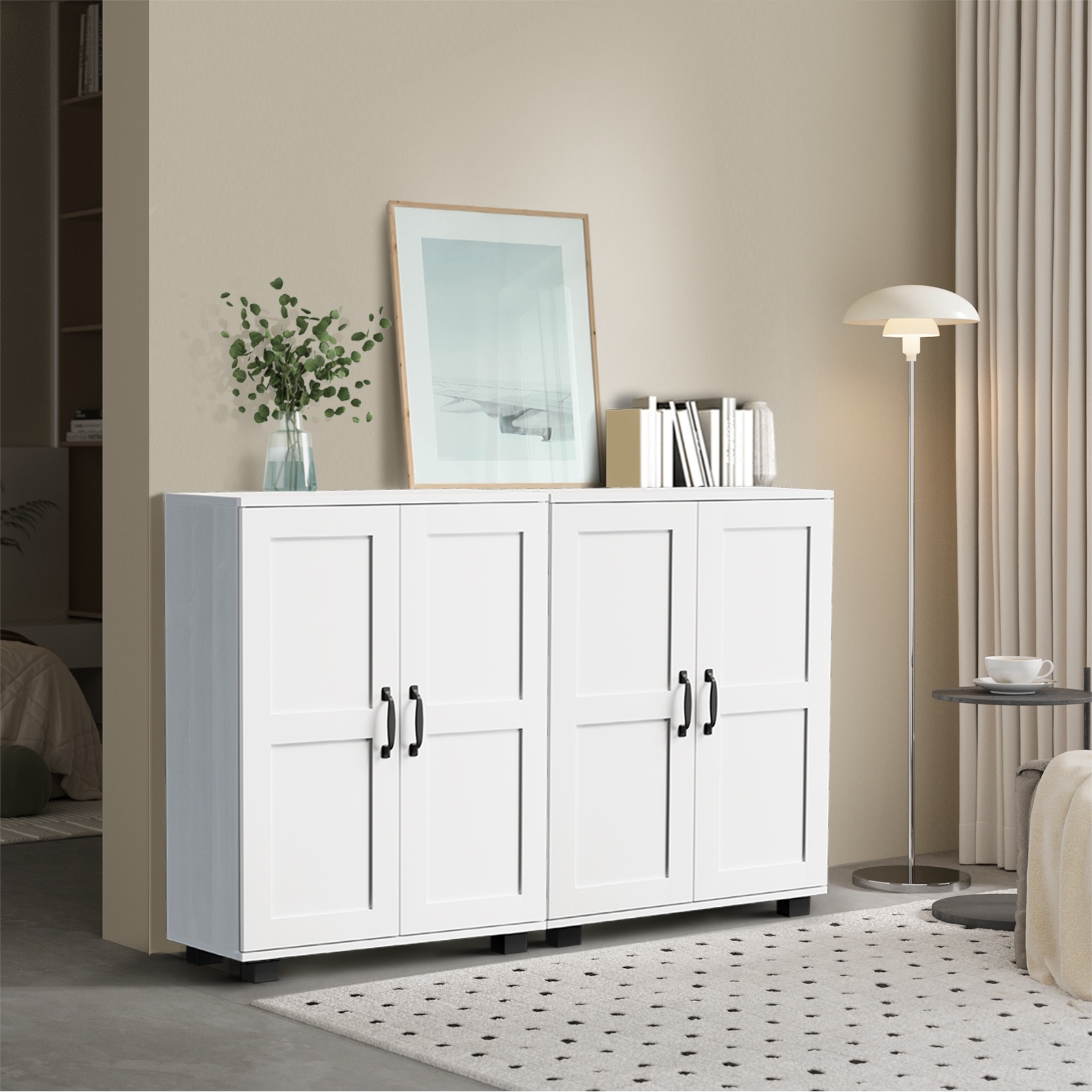 Oikiture Storage Cabinet Bathroom Buffet Sideboard 2 Door Cupboard - Picture 30 of 37