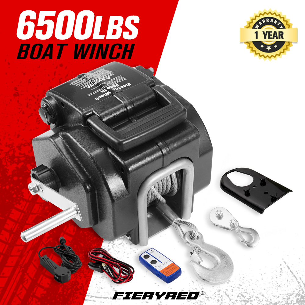 FIERYRED 6500LBS 12V Electric Boat Winch Portable Detachable 3000KG ATV