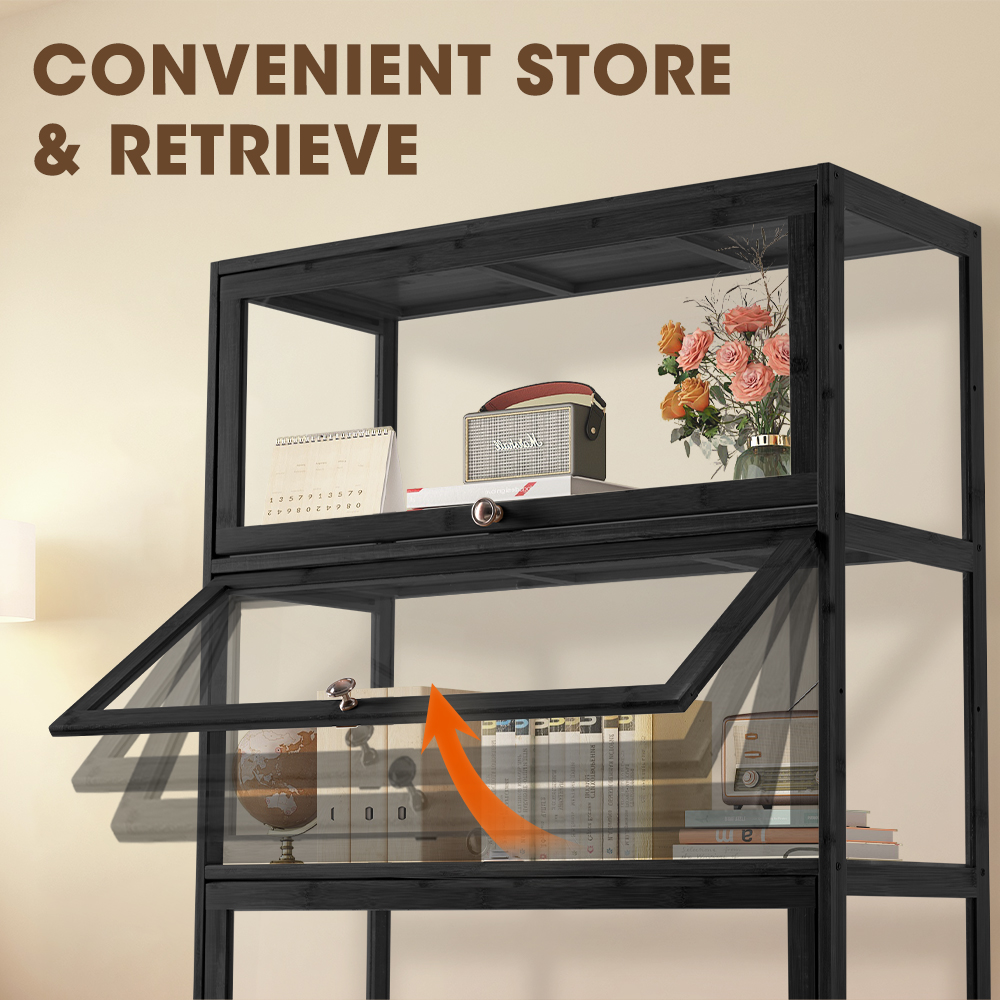ZUNI 3-Tier Display Cabinet Storage Stand Rack White/Natural/Grey/Black - Picture 18 of 56