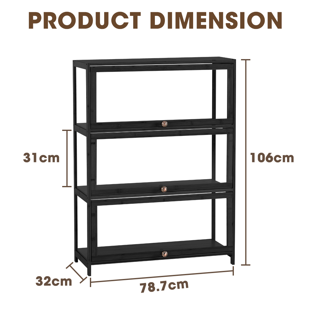 ZUNI 3-Tier Display Cabinet Storage Stand Rack White/Natural/Grey/Black - Picture 21 of 56