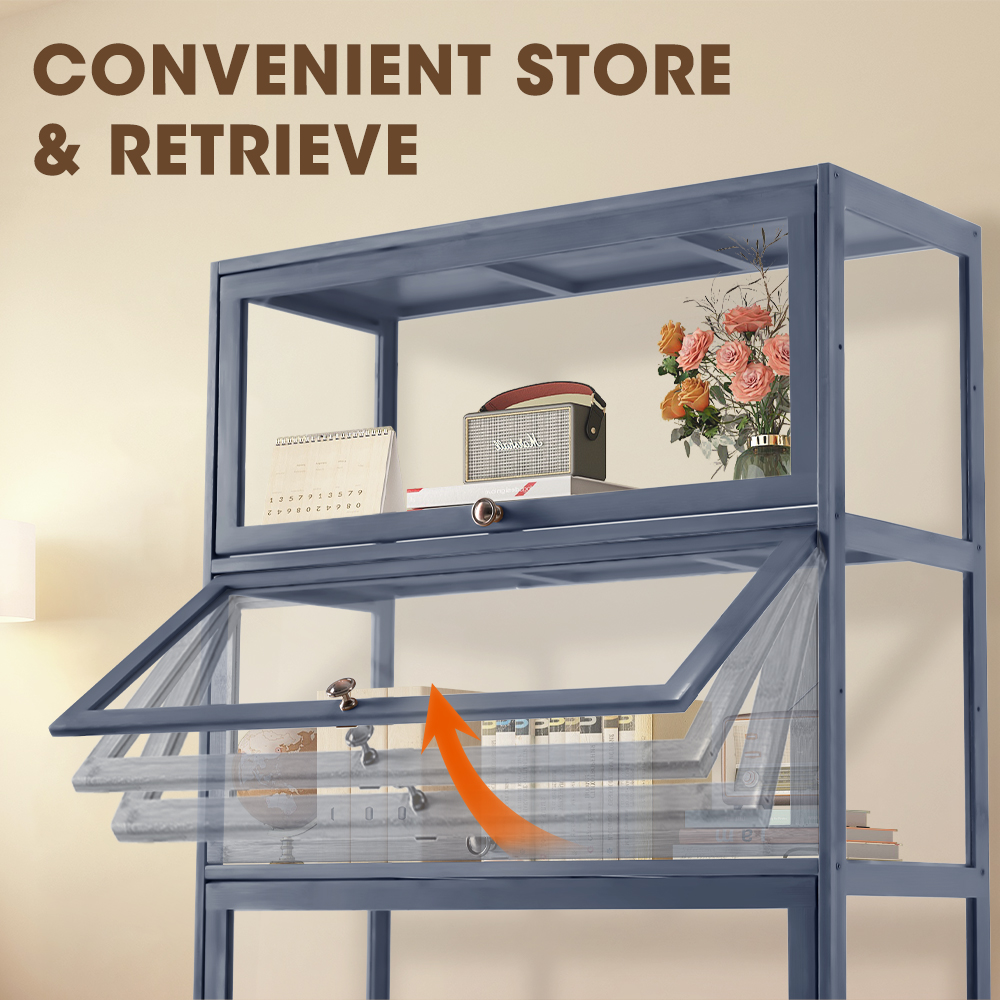ZUNI 3-Tier Display Cabinet Storage Stand Rack White/Natural/Grey/Black - Picture 29 of 56