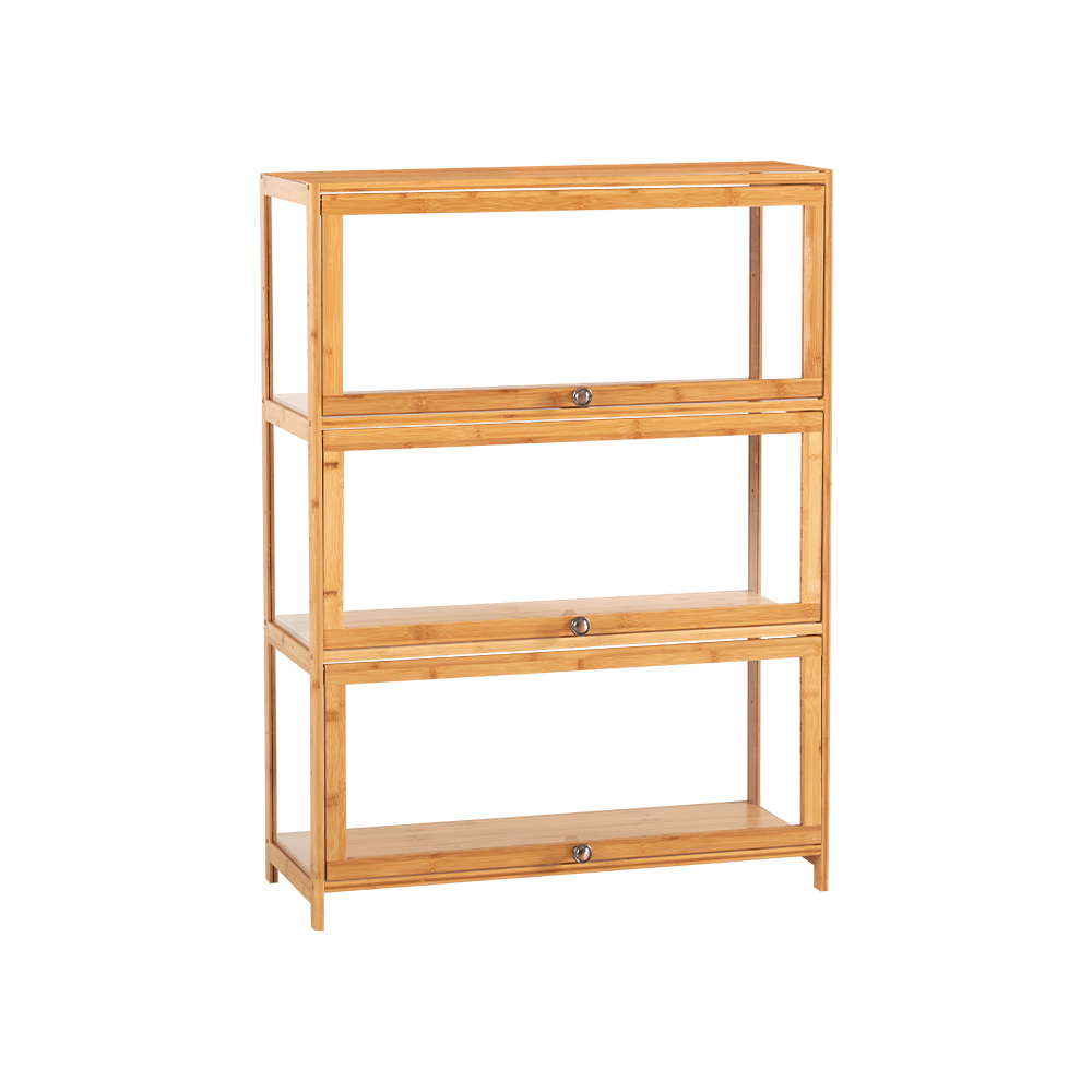 ZUNI 3-Tier Display Cabinet Storage Stand Rack White/Natural/Grey/Black - Picture 44 of 56