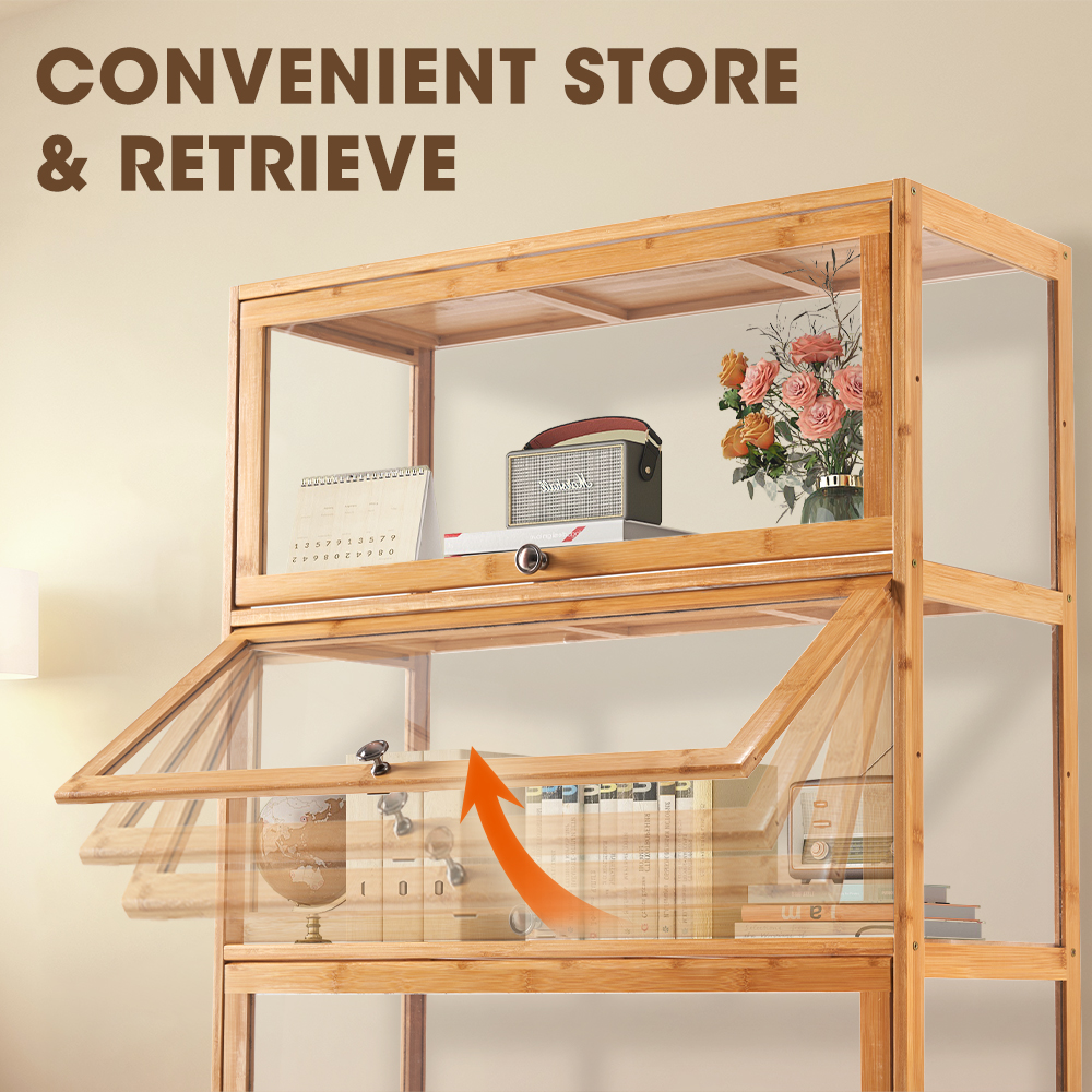 ZUNI 3-Tier Display Cabinet Storage Stand Rack White/Natural/Grey/Black - Picture 40 of 56
