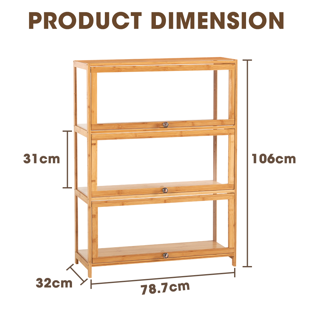 ZUNI 3-Tier Display Cabinet Storage Stand Rack White/Natural/Grey/Black - Picture 43 of 56