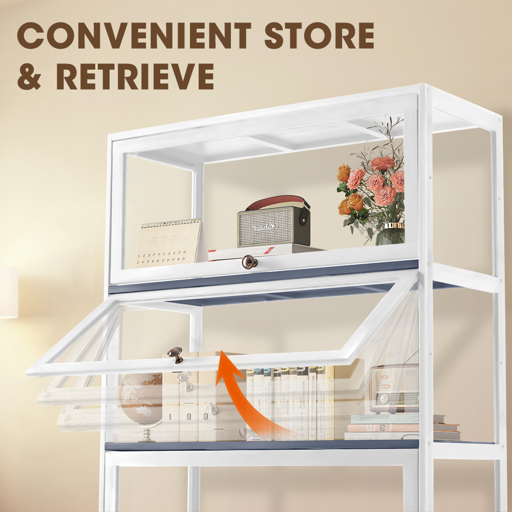 ZUNI 3-Tier Display Cabinet Storage Stand Rack White/Natural/Grey/Black - Picture 51 of 56