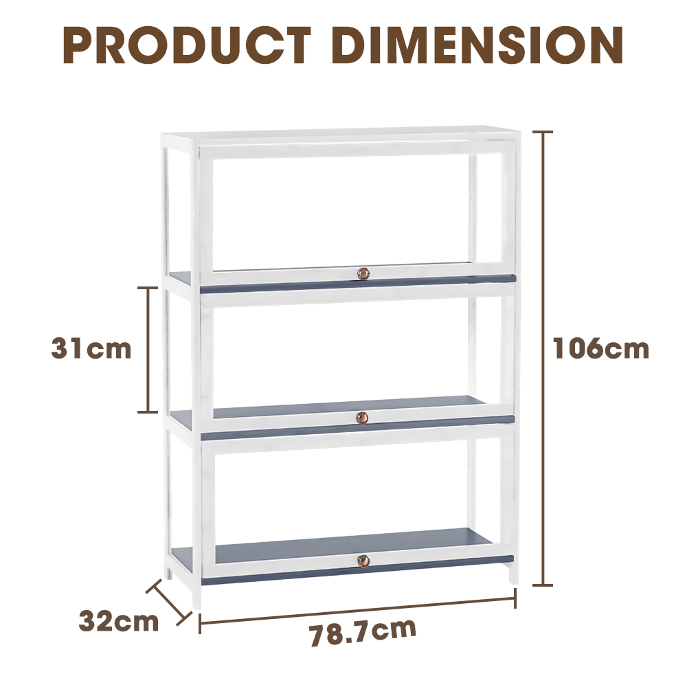 ZUNI 3-Tier Display Cabinet Storage Stand Rack White/Natural/Grey/Black - Picture 54 of 56