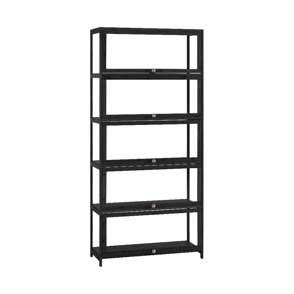 ZUNI 5-Tier Display Cabinet Storage Stand Rack White/Natural/Grey/Black - Picture 22 of 56