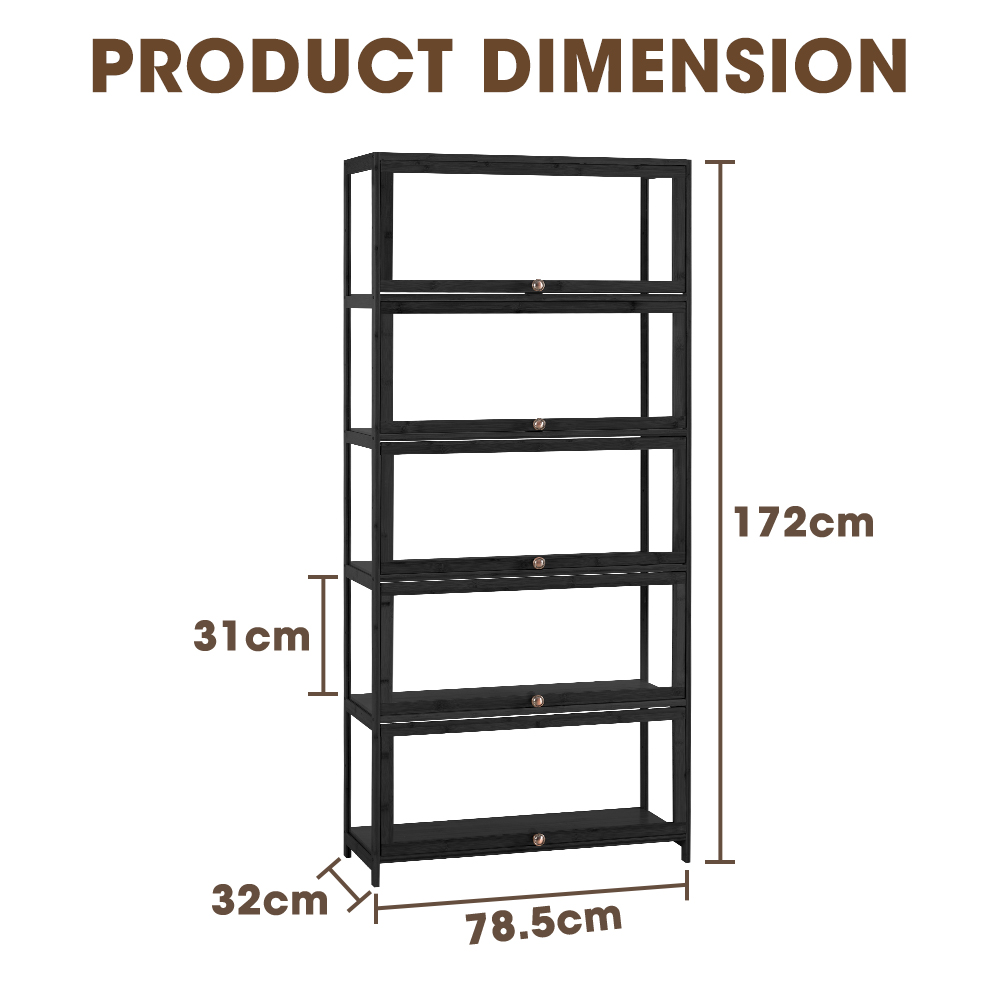ZUNI 5-Tier Display Cabinet Storage Stand Rack White/Natural/Grey/Black - Picture 21 of 56