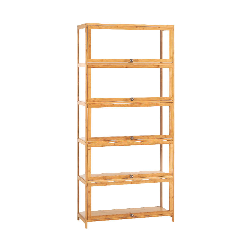 ZUNI 5-Tier Display Cabinet Storage Stand Rack White/Natural/Grey/Black - Picture 44 of 56