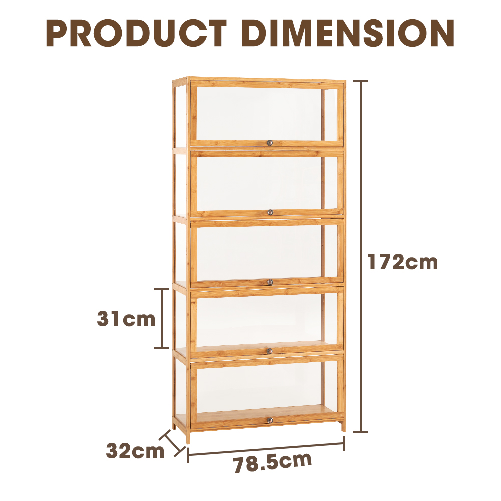 ZUNI 5-Tier Display Cabinet Storage Stand Rack White/Natural/Grey/Black - Picture 43 of 56
